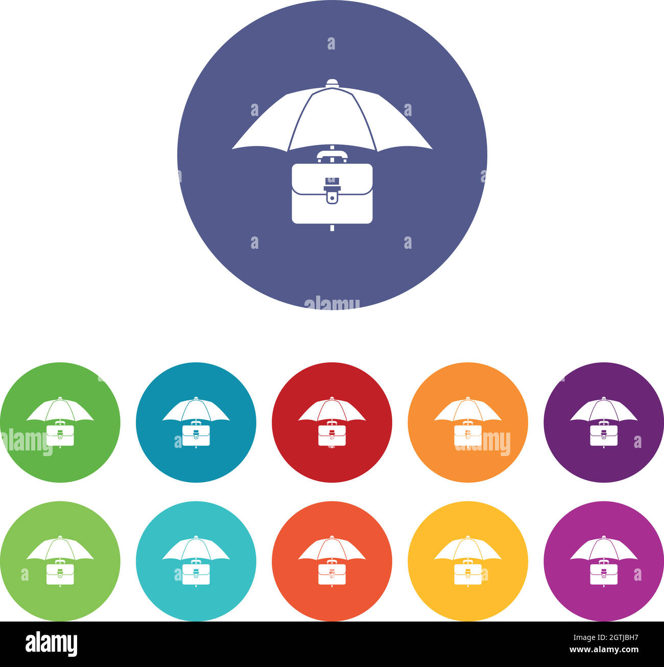 Icônes de l'ensemble de parapluie et d'analyse de rentabilité Illustration de Vecteur