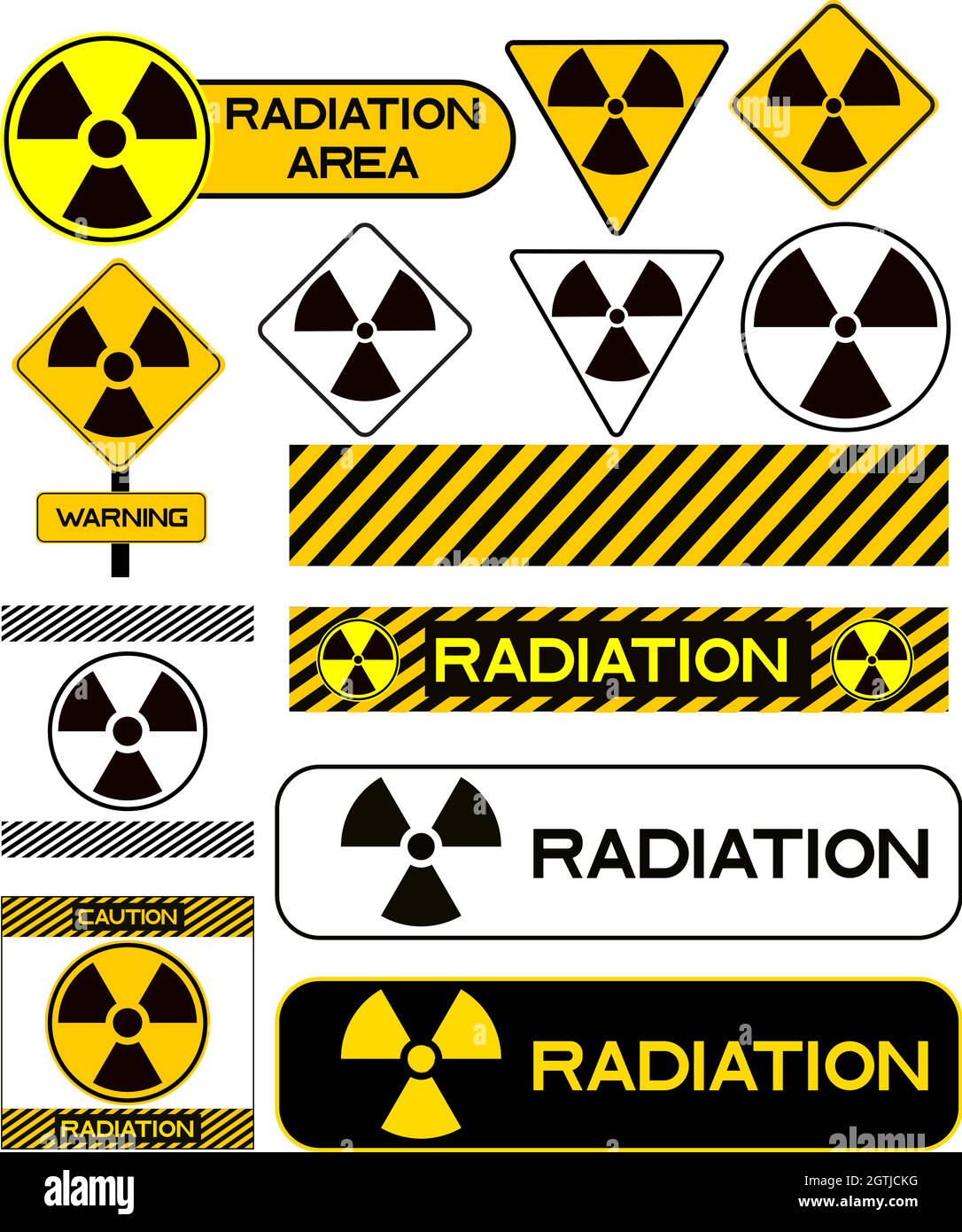 Ensemble d'icônes nucléaires danger de rayonnement avertissement vecteur radioactif Illustration de Vecteur