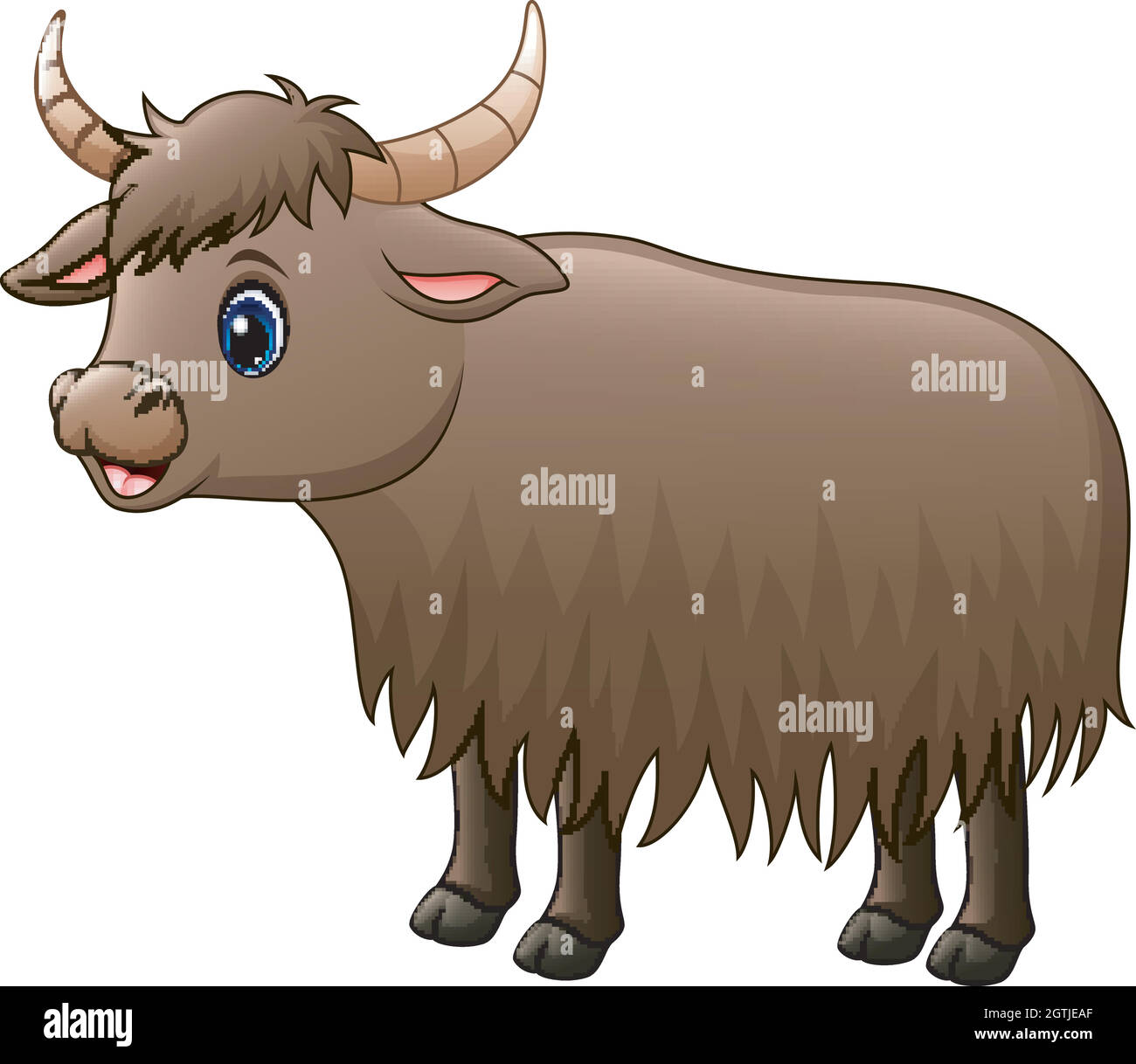 Joli dessin animé yak isolé sur fond blanc Illustration de Vecteur