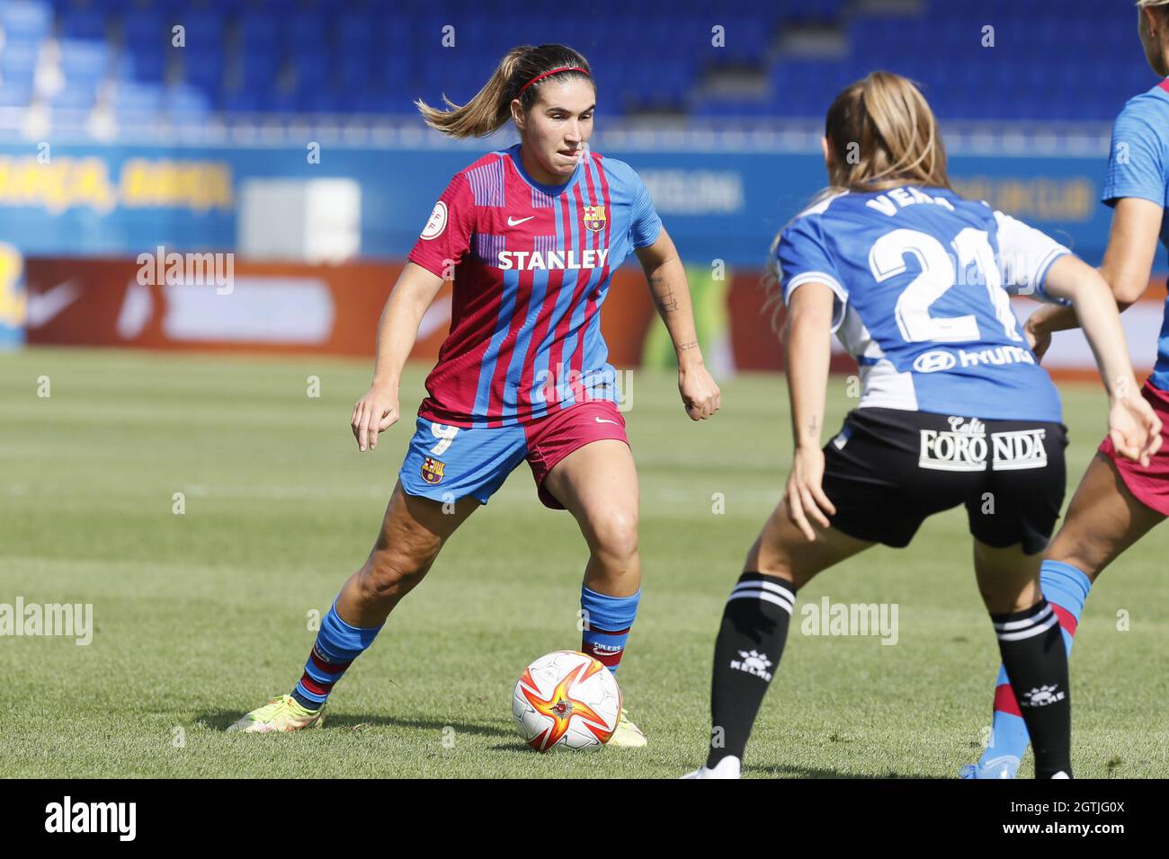 Barcelone, Espagne. 02 octobre 2021. Mariona Caldentey (9 Barcelone) pendant, Primera Iberdrola match entre Barcelone et Deportivo Alaves Femenino au stade Johan Cruyff à Barcelone, Espagne. Crédit: SPP Sport presse photo. /Alamy Live News Banque D'Images