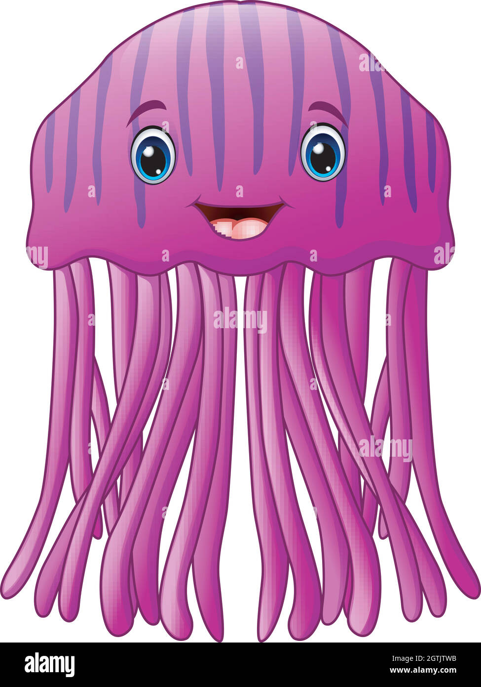 Jolie illustration de dessin animé Happy Jellyfish Illustration de Vecteur