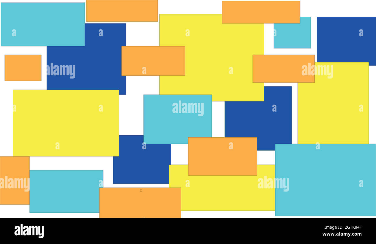 Divers carrés en bleu clair, bleu foncé, jaune et orange Illustration de Vecteur