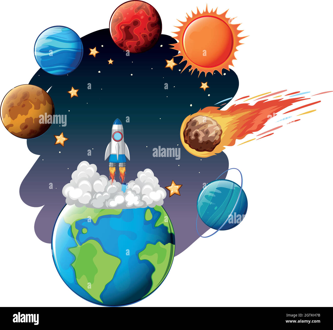 Lancement de fusées dans l'espace Illustration de Vecteur