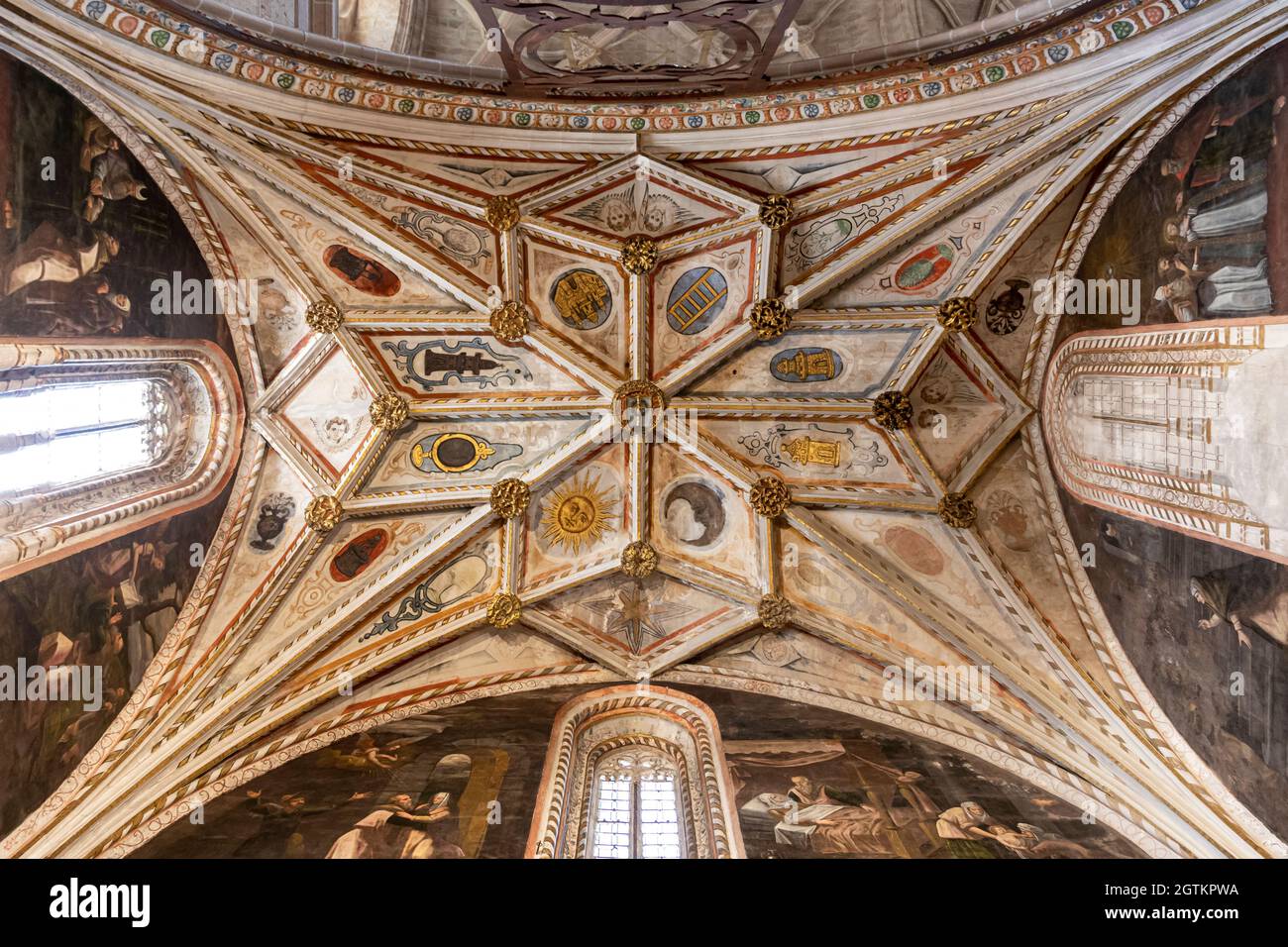 Ségovie, Espagne. Voûte nervurée gothique à l'intérieur de la cathédrale de Ségovie à la Capilla de la Inmaculada Concepcion (Chapelle Immaculée conception) Banque D'Images