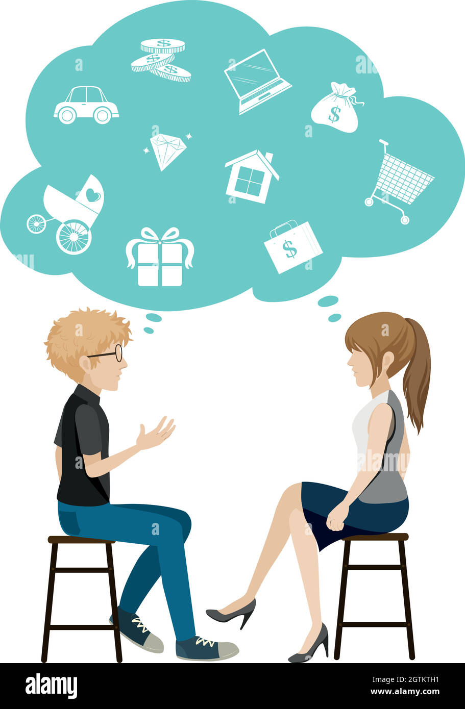 Une fille et un garçon qui parlent d'affaires Illustration de Vecteur