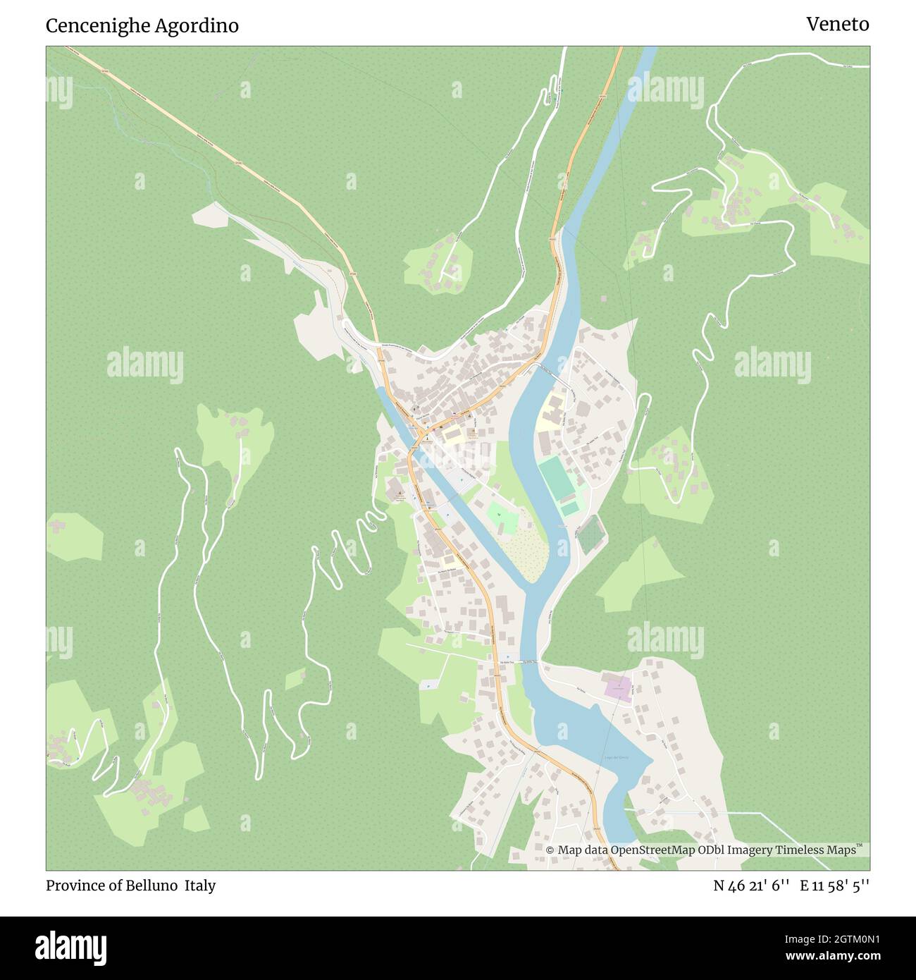 Cencenighe Agordino, province de Belluno, Italie, Vénétie, N 46 21' 6'', E 11 58' 5'', carte, carte intemporelle publiée en 2021.Les voyageurs, les explorateurs et les aventuriers comme Florence Nightingale, David Livingstone, Ernest Shackleton, Lewis et Clark et Sherlock Holmes se sont appuyés sur des cartes pour planifier leurs voyages dans les coins les plus reculés du monde. Timeless Maps dresse la carte de la plupart des sites du monde, montrant ainsi la réalisation de grands rêves Banque D'Images