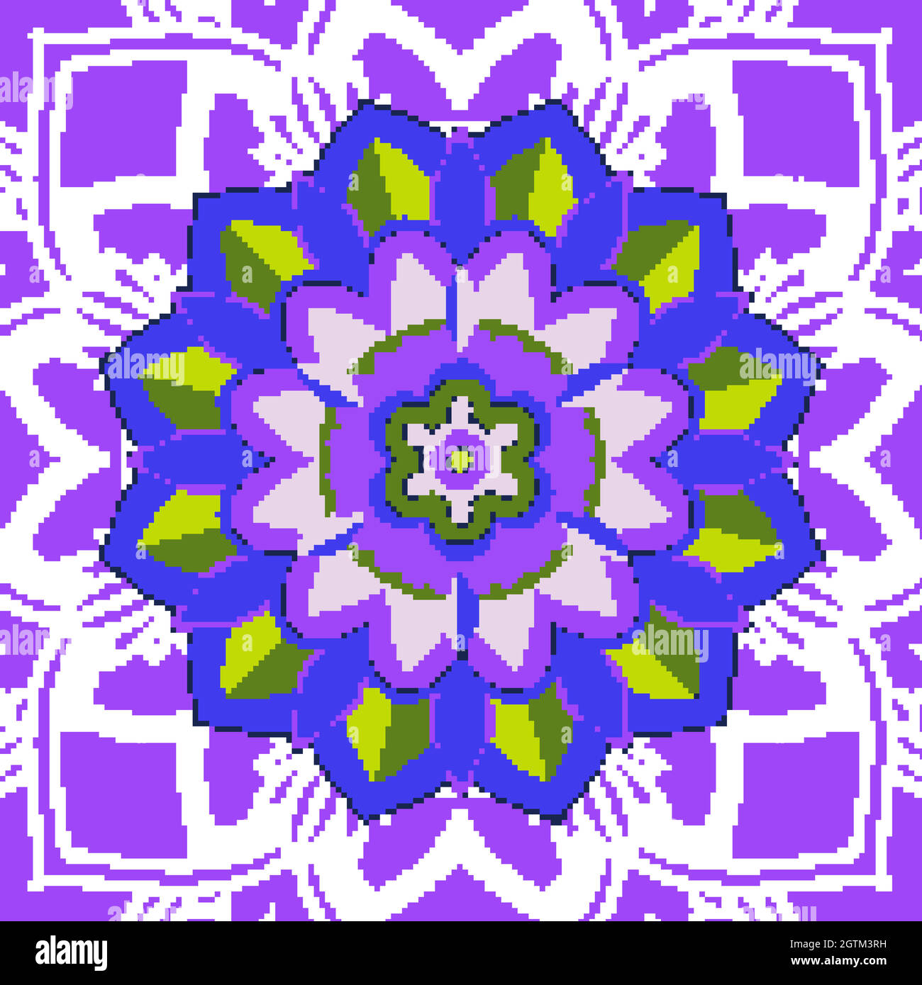 Motifs Mandala sur fond violet Illustration de Vecteur