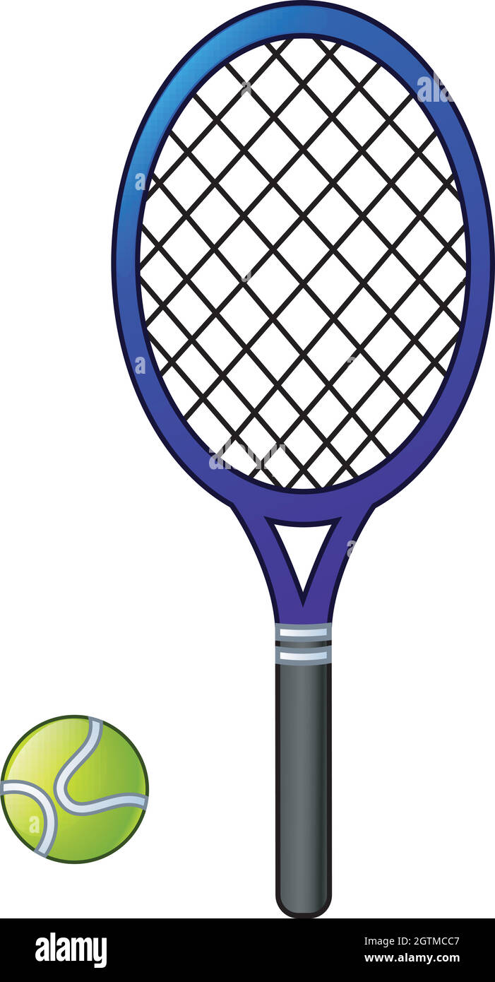 Raquette et balle de tennis sur fond blanc Illustration de Vecteur