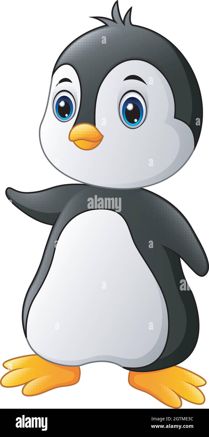 Joli dessin animé de pingouin isolé sur fond blanc Illustration de Vecteur