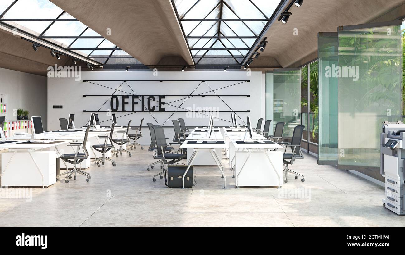 design moderne de l'intérieur du bureau. idée de rendu 3d Banque D'Images