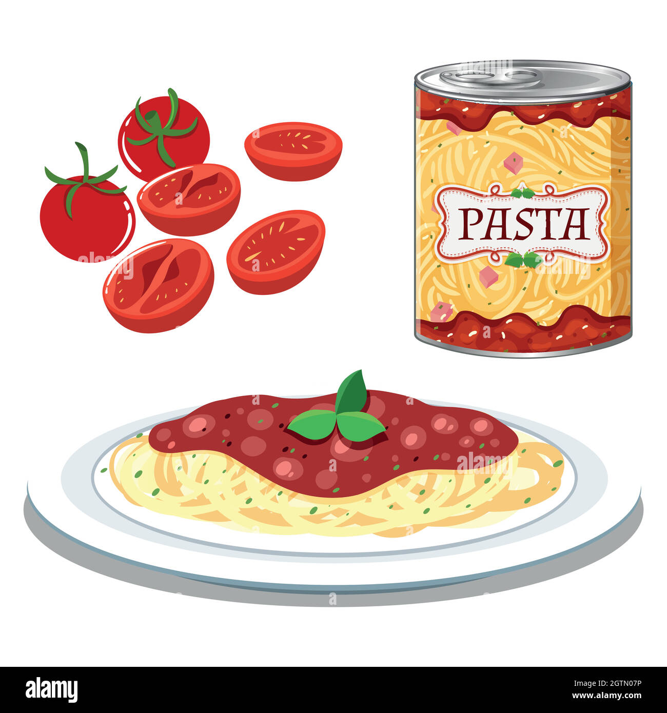 Pâtes avec sauce simple à la tomate Illustration de Vecteur