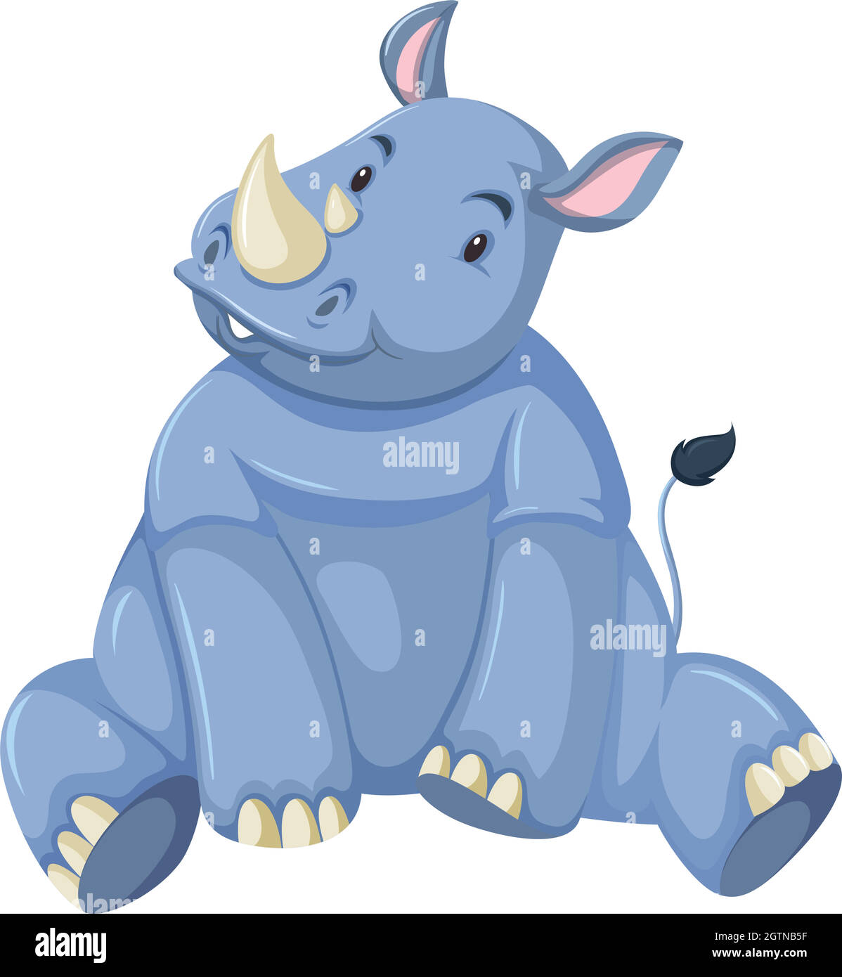 Joli bébé rhinocéros fond blanc Illustration de Vecteur