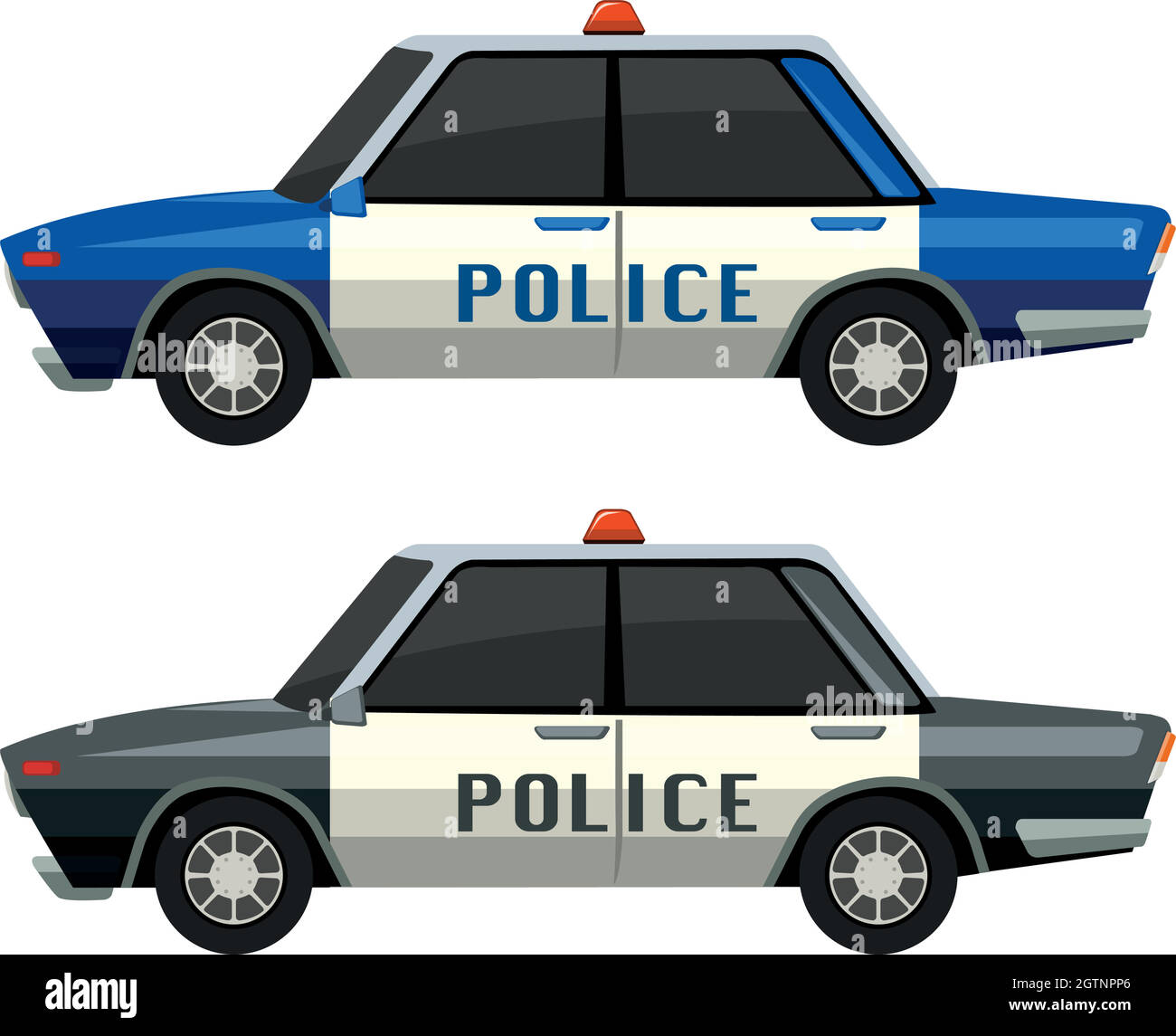 Voitures de police de deux couleurs différentes Illustration de Vecteur