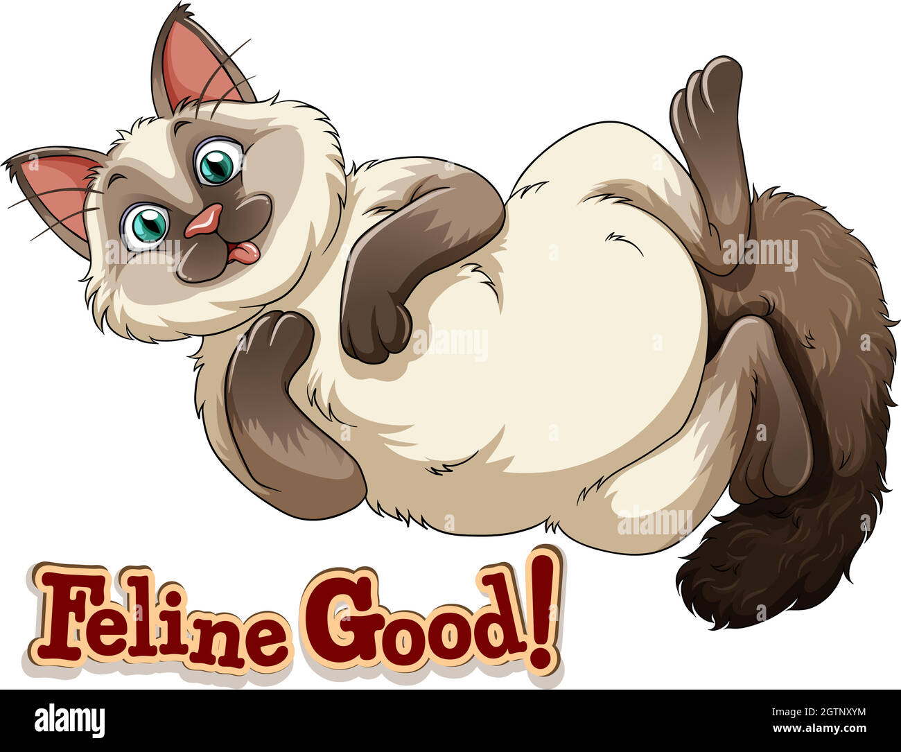 Chat noir et blanc souriant Illustration de Vecteur