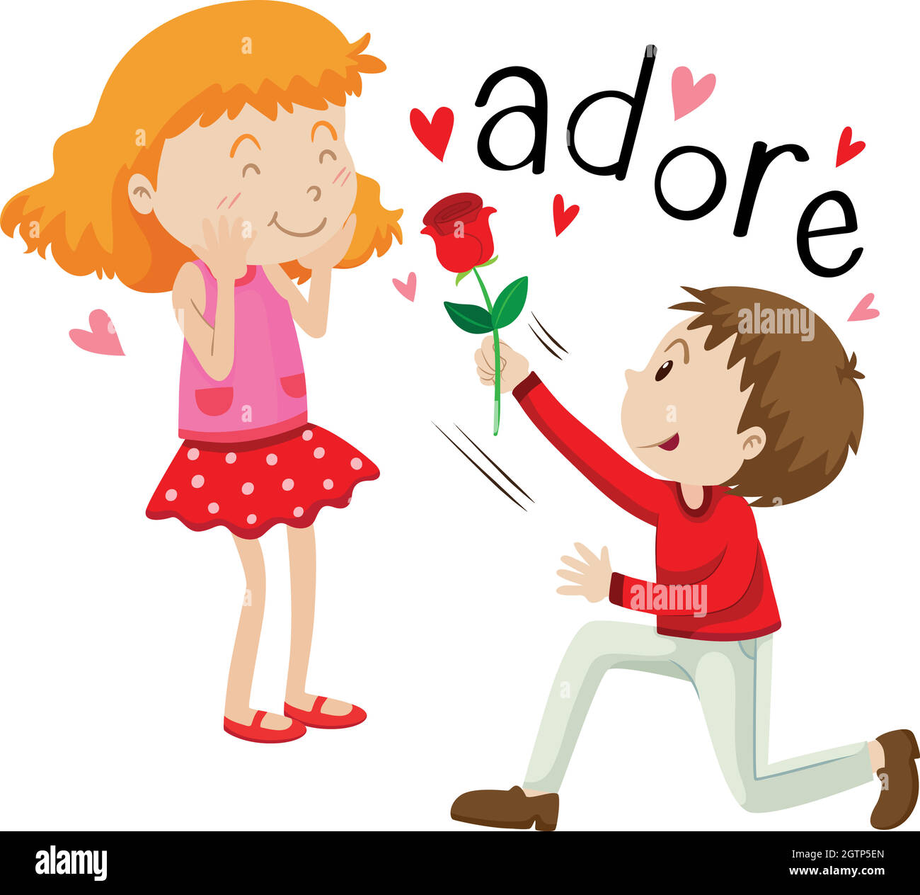 Man giving rose girl Banque d'images vectorielles - Alamy