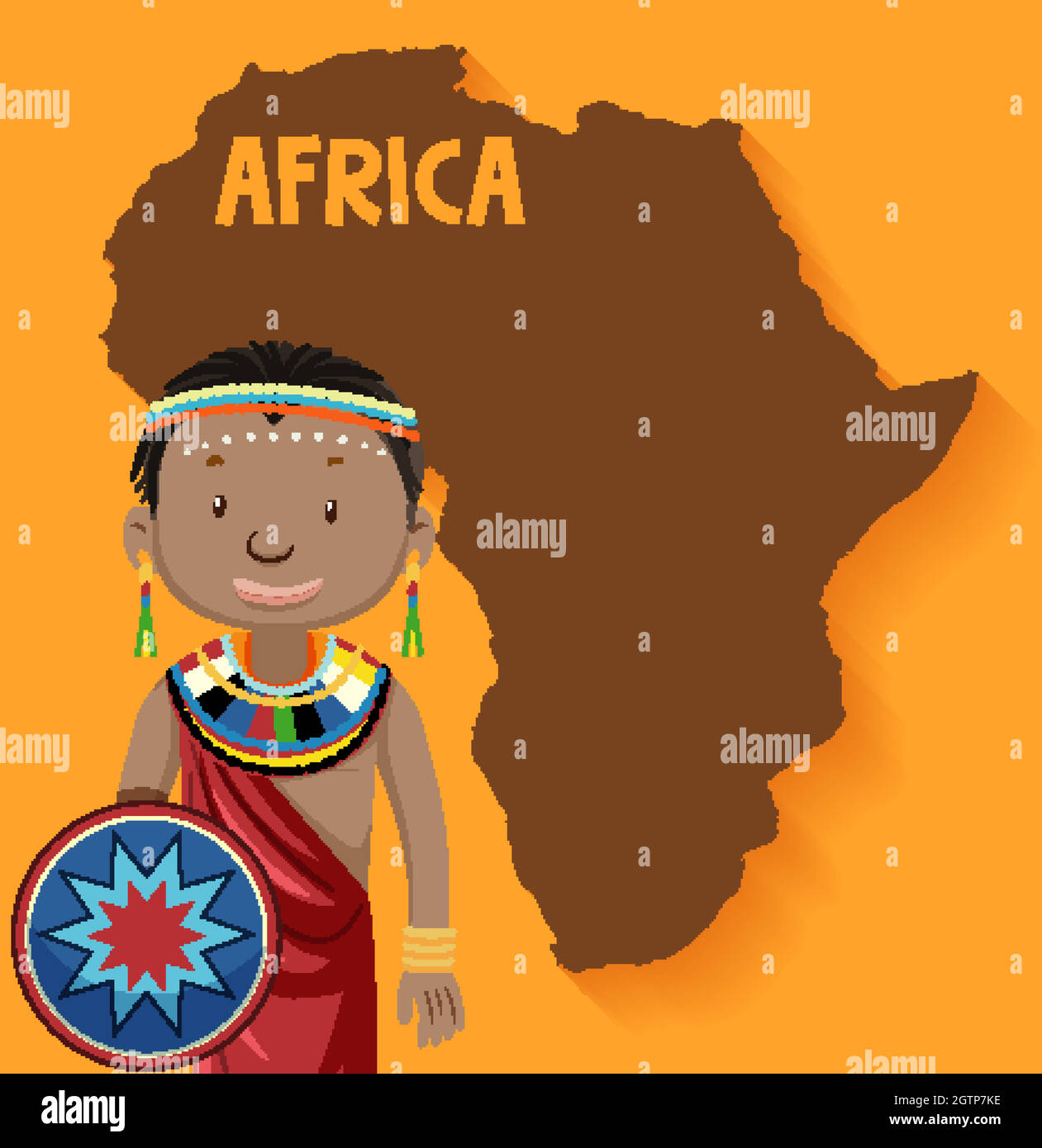 Tribus africaines indigènes avec carte en arrière-plan Illustration de Vecteur