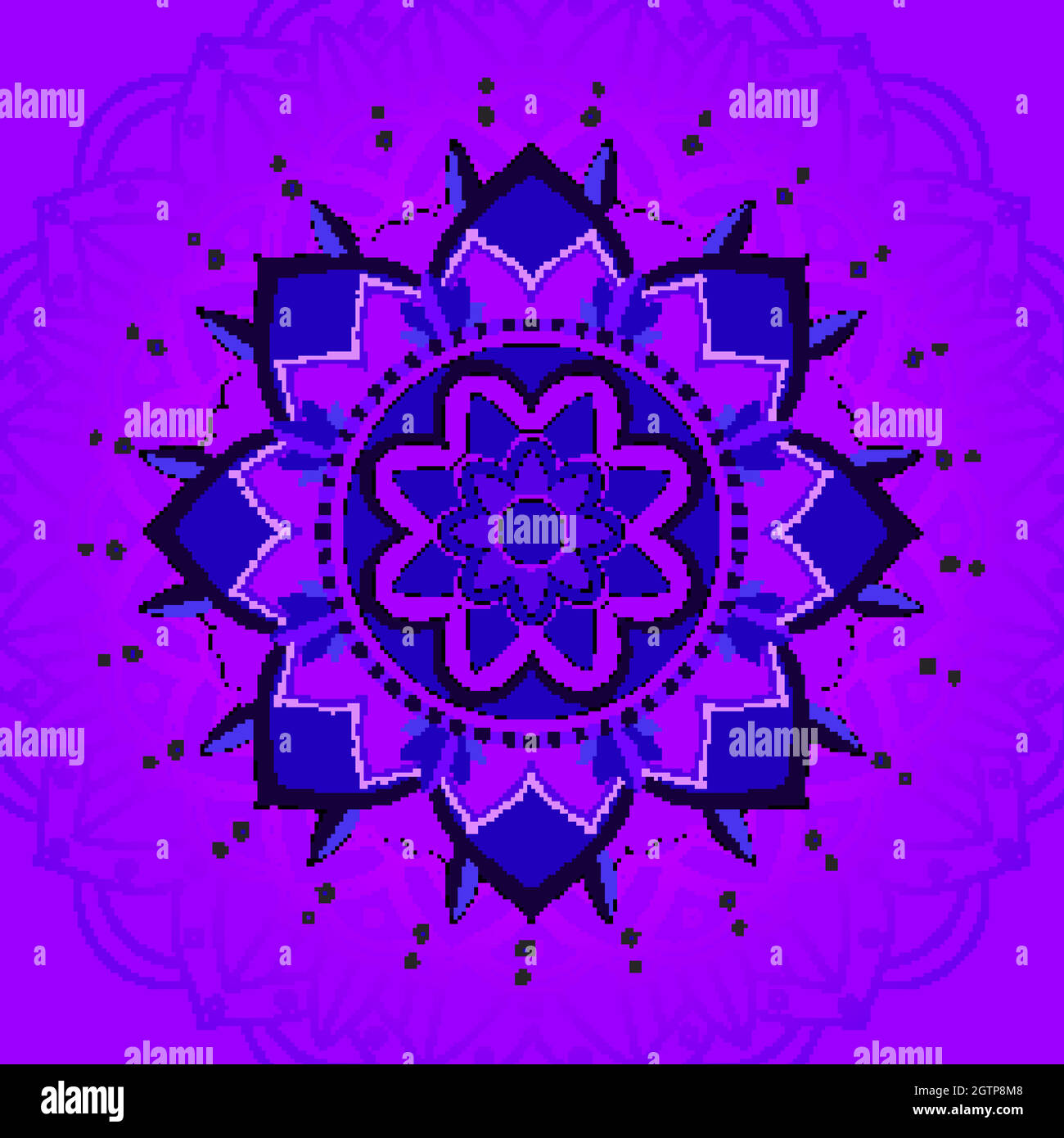 Mandala présente un arrière-plan en violet Illustration de Vecteur