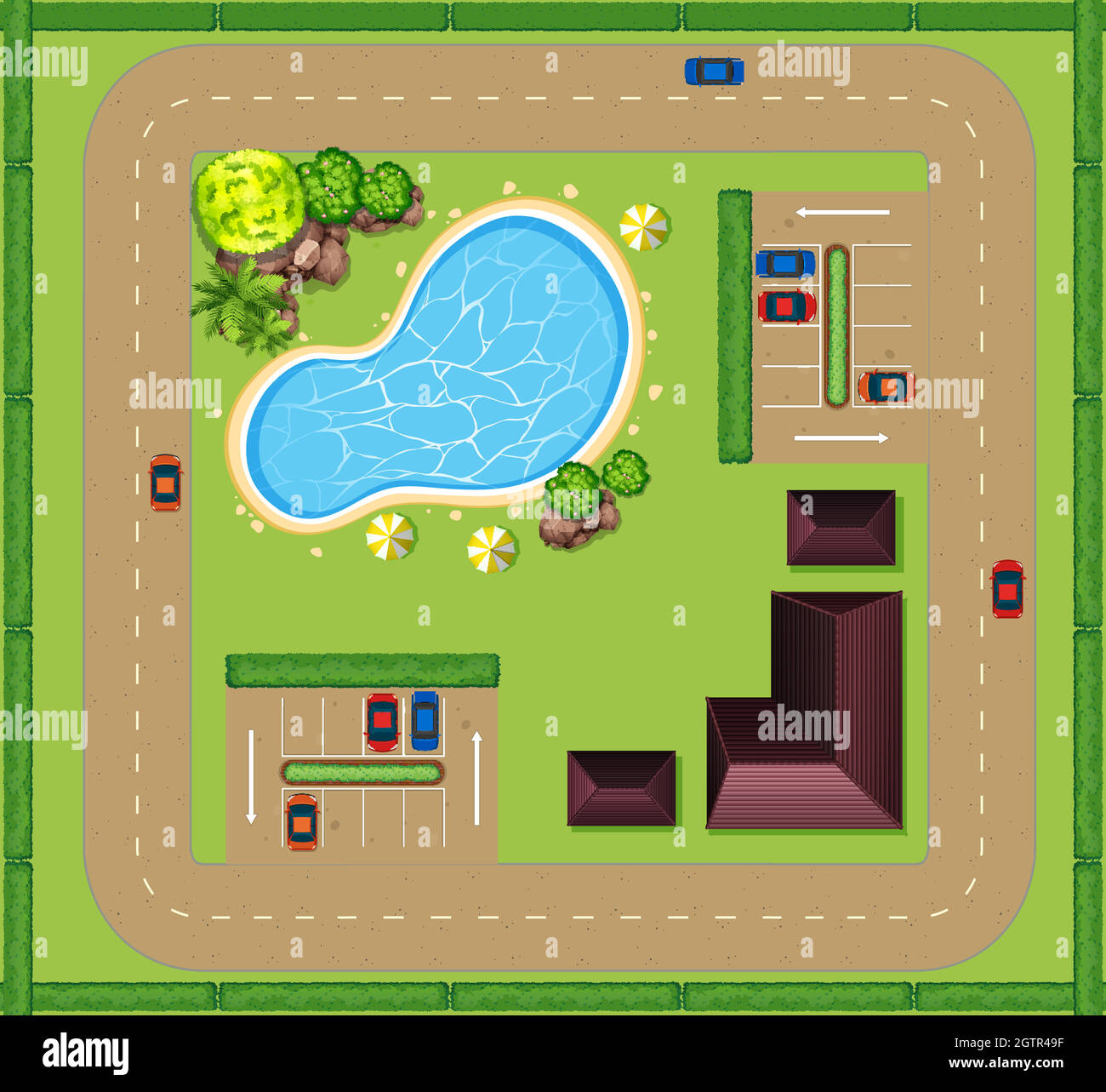 Vue aérienne de la maison de luxe Illustration de Vecteur
