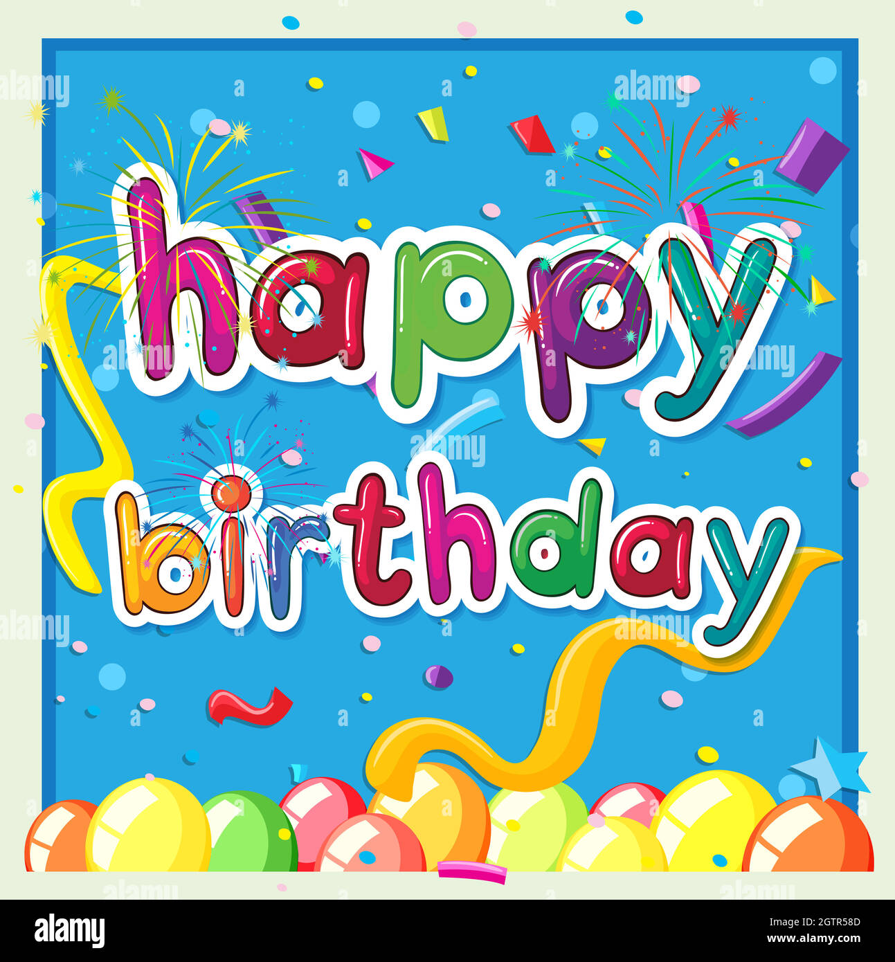 Modele De Carte D Anniversaire Avec Ballons En Arriere Plan Image Vectorielle Stock Alamy