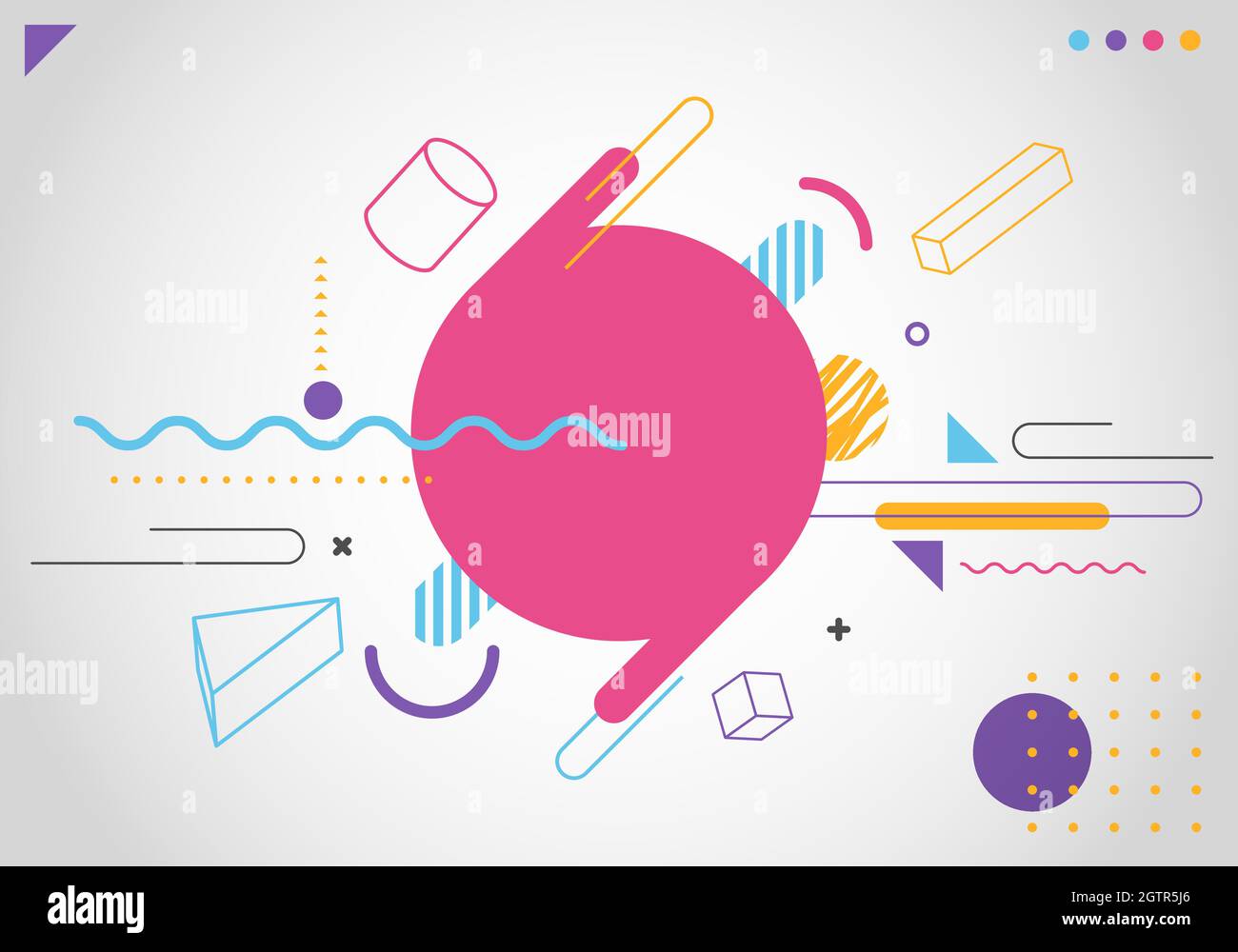 Abstrait moderne tendance 3D ligne géométrique éléments colorés motif sur fond blanc. Illustration vectorielle Illustration de Vecteur
