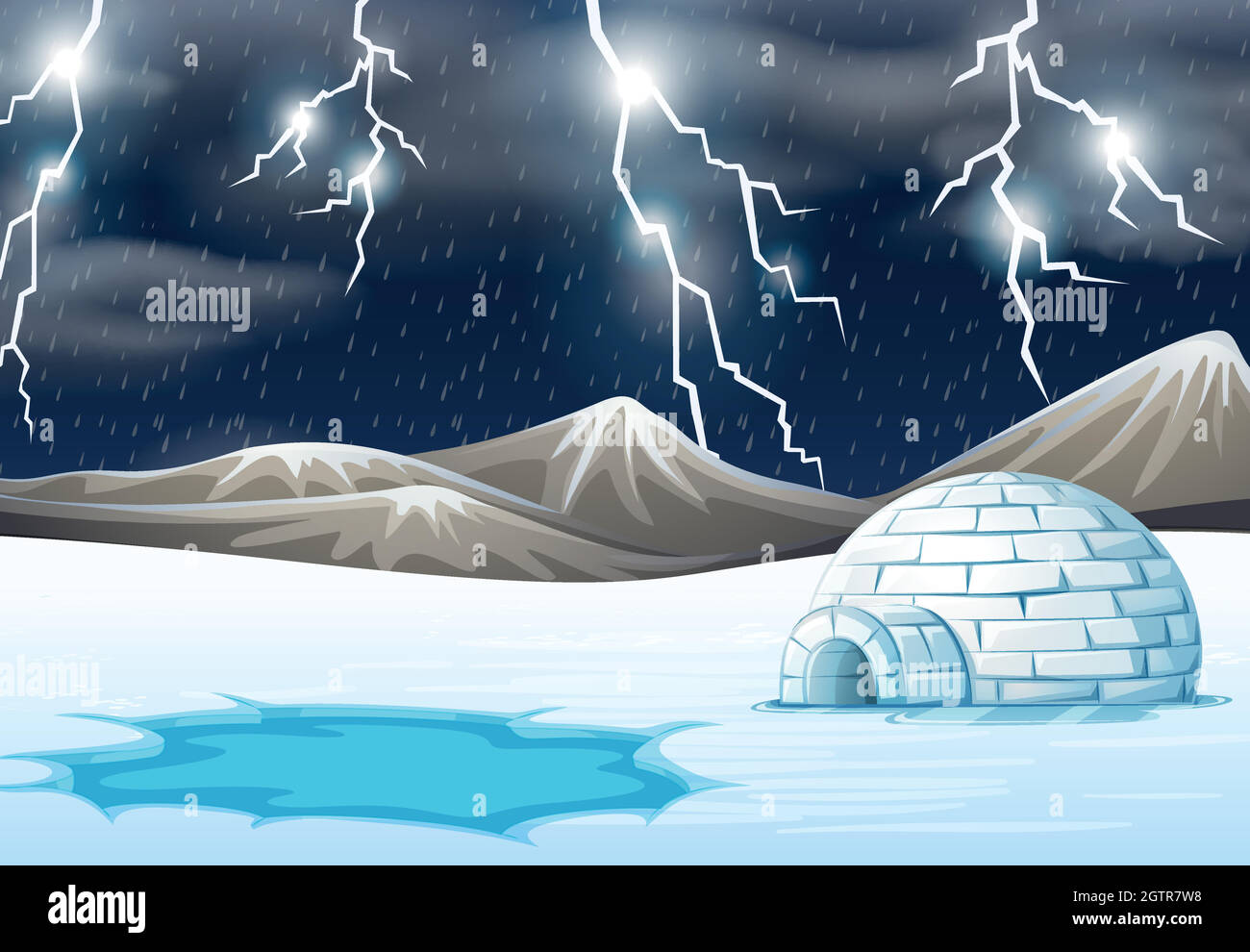 Nuit de pluie en hiver Illustration de Vecteur