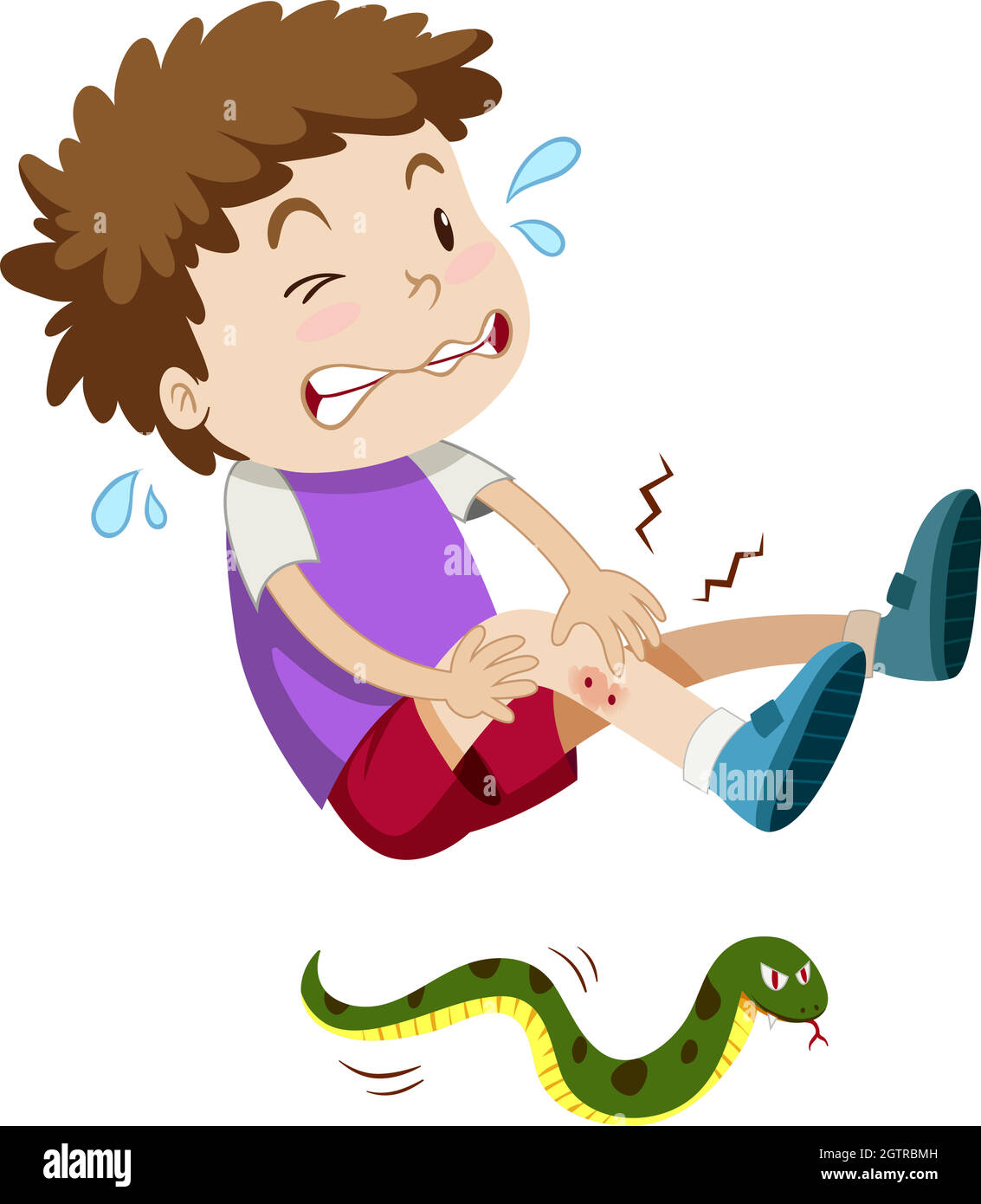 Le garçon était mordu par le serpent Illustration de Vecteur