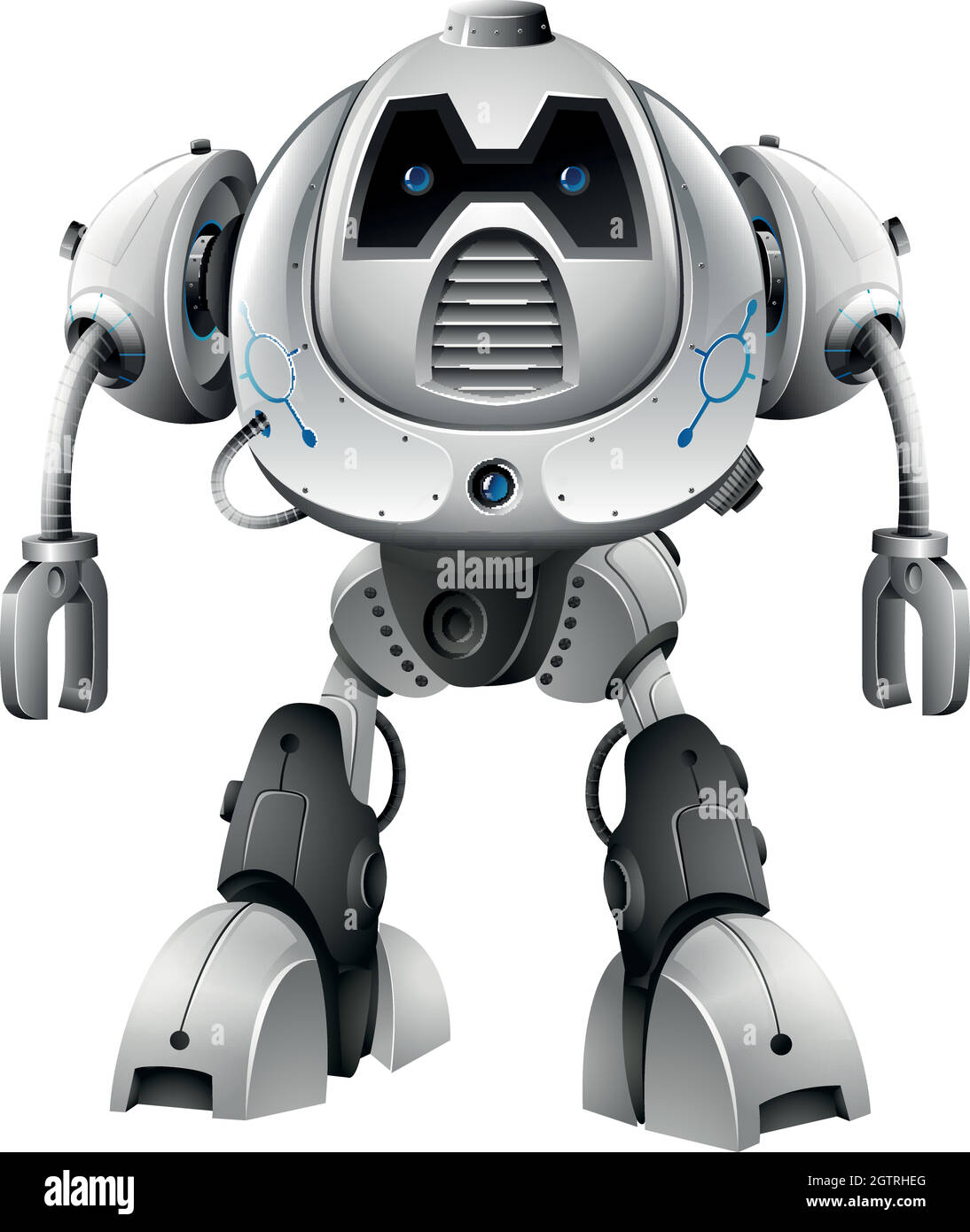 Robot avec yeux bleus sur fond blanc Illustration de Vecteur