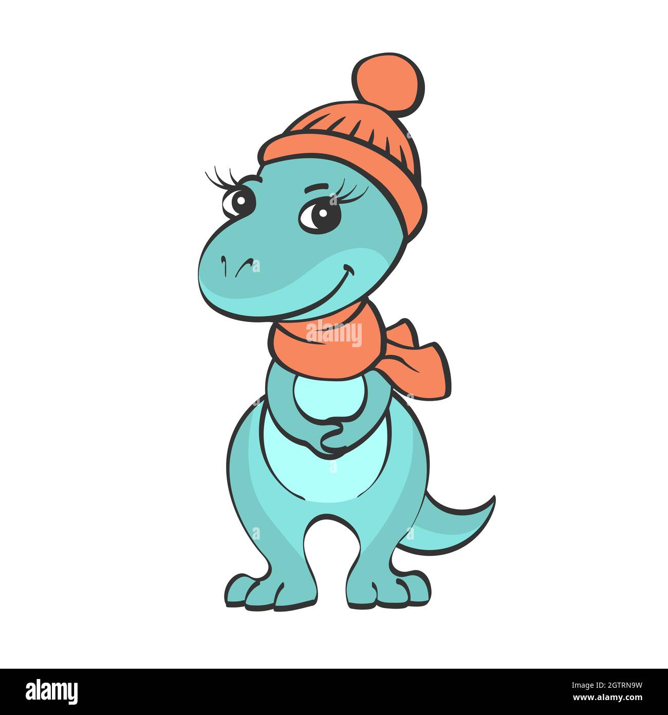 Petite fille de dinosaure en vêtements d'hiver. Jouet pour enfants,  personnage mignon. Illustration vectorielle isolée Image Vectorielle Stock  - Alamy