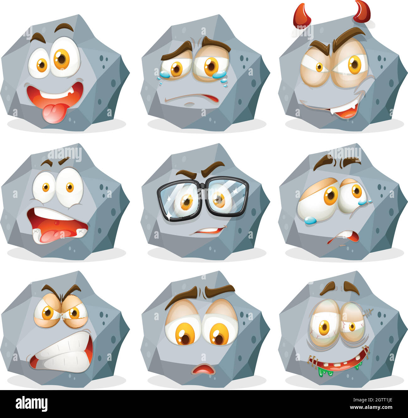 Rock avec des expressions faciales Illustration de Vecteur