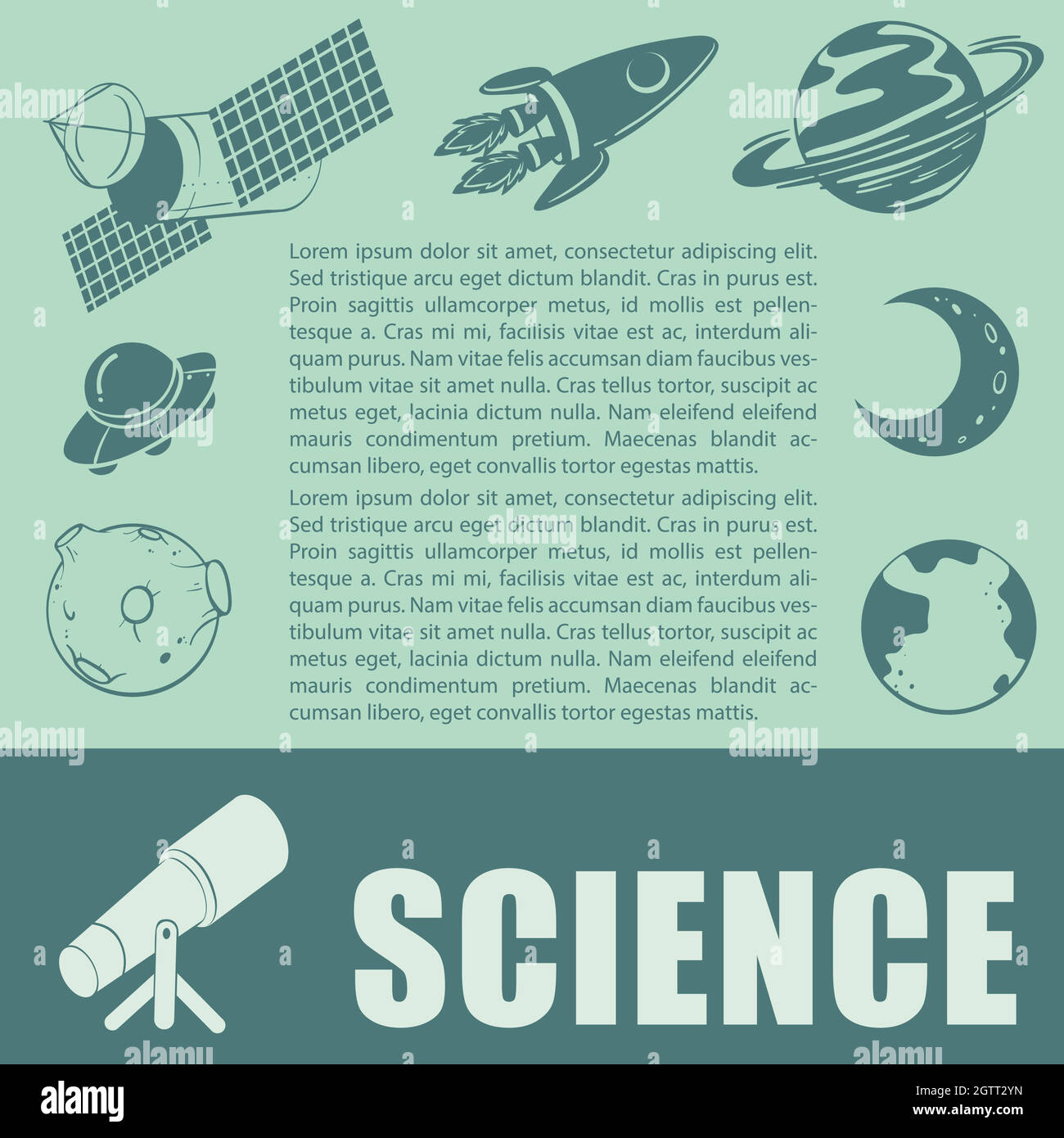Thème de Sciene avec télescope et planètes Illustration de Vecteur