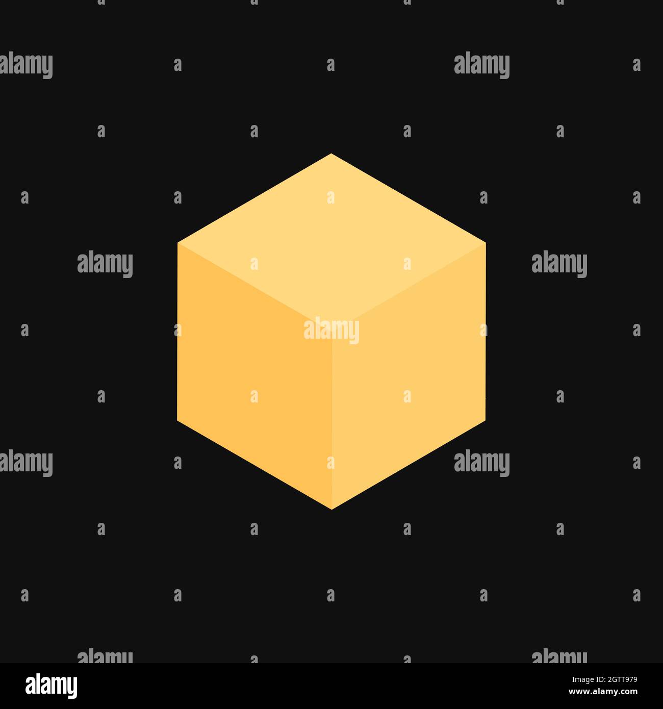 Cube 3D jaune sur fond noir. Elément isolé simple et élégant. Illustration vectorielle Illustration de Vecteur