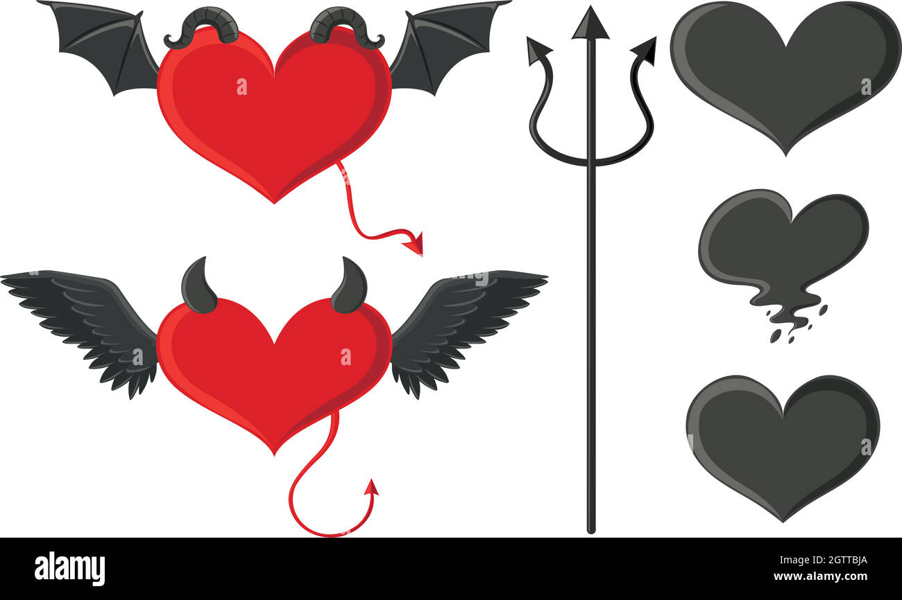 Ensemble d'éléments Angel and Devil Illustration de Vecteur