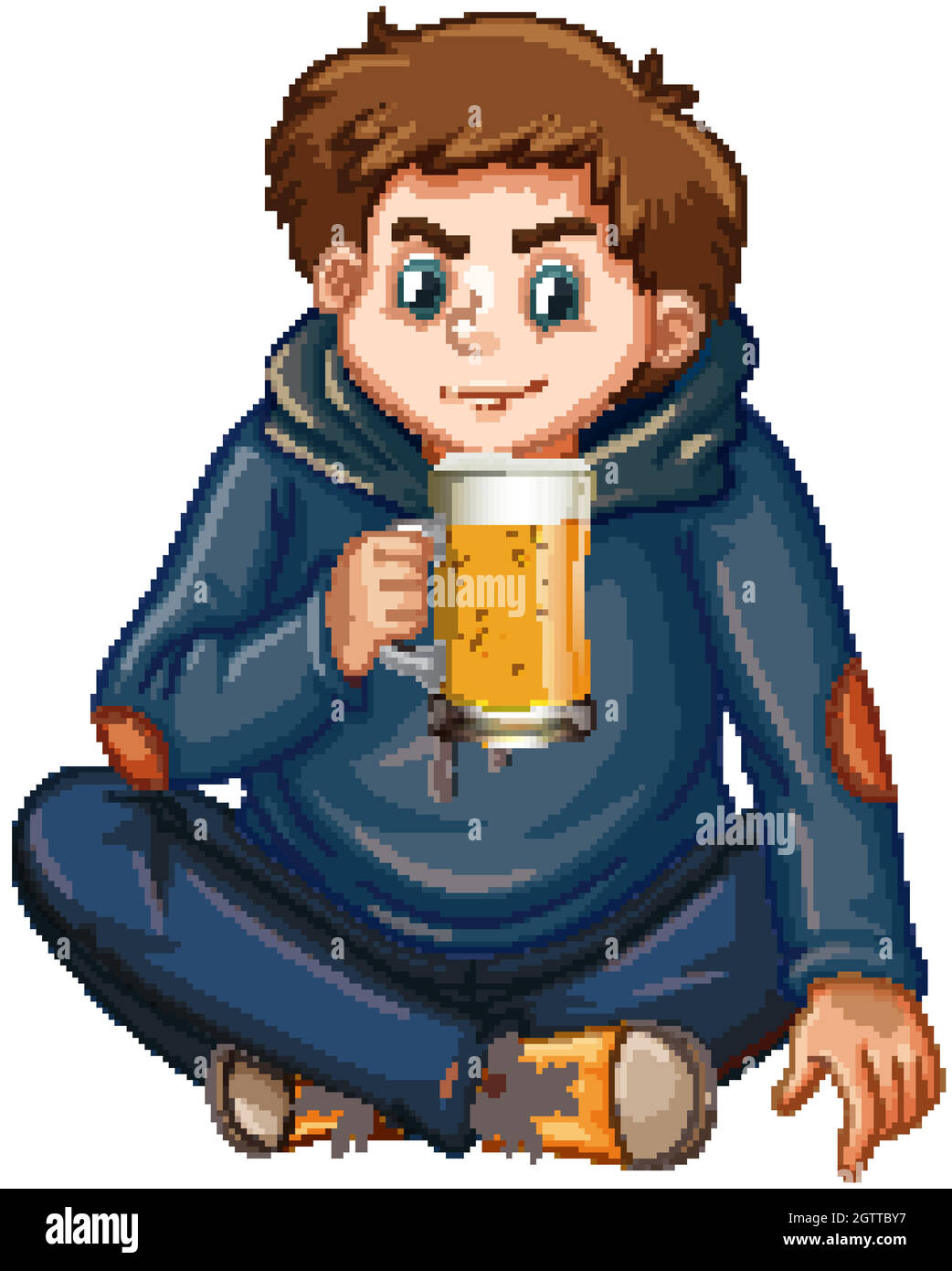 Adolescent buvant de la bière sur fond blanc Illustration de Vecteur