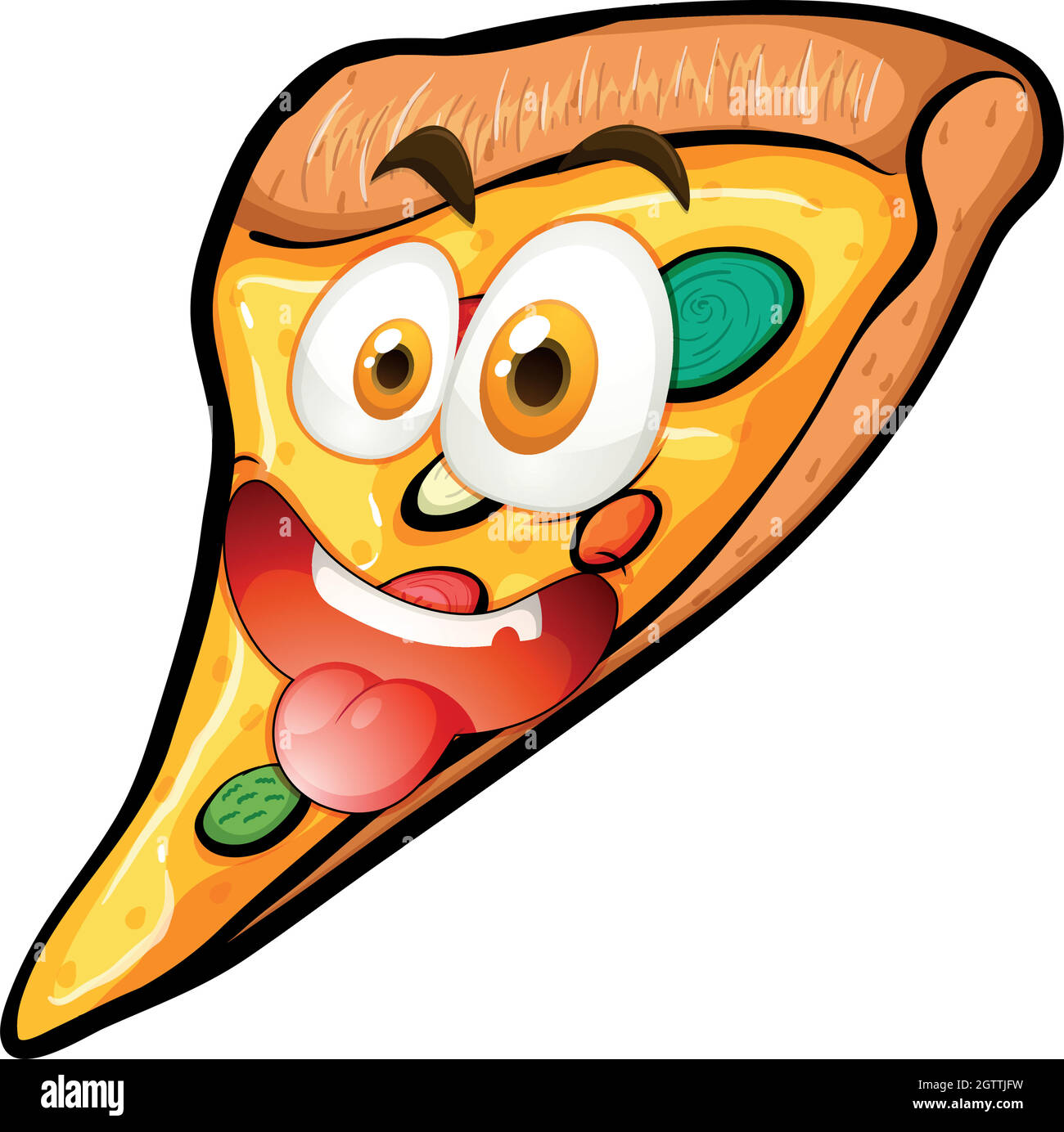 Pizza avec visage sur blanc Illustration de Vecteur
