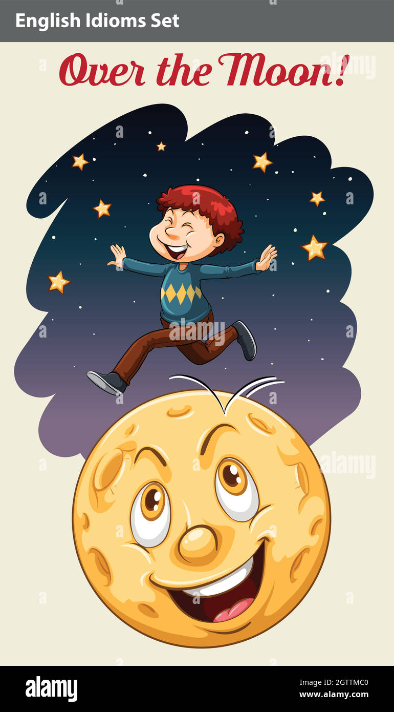 Un garçon sur la lune Illustration de Vecteur