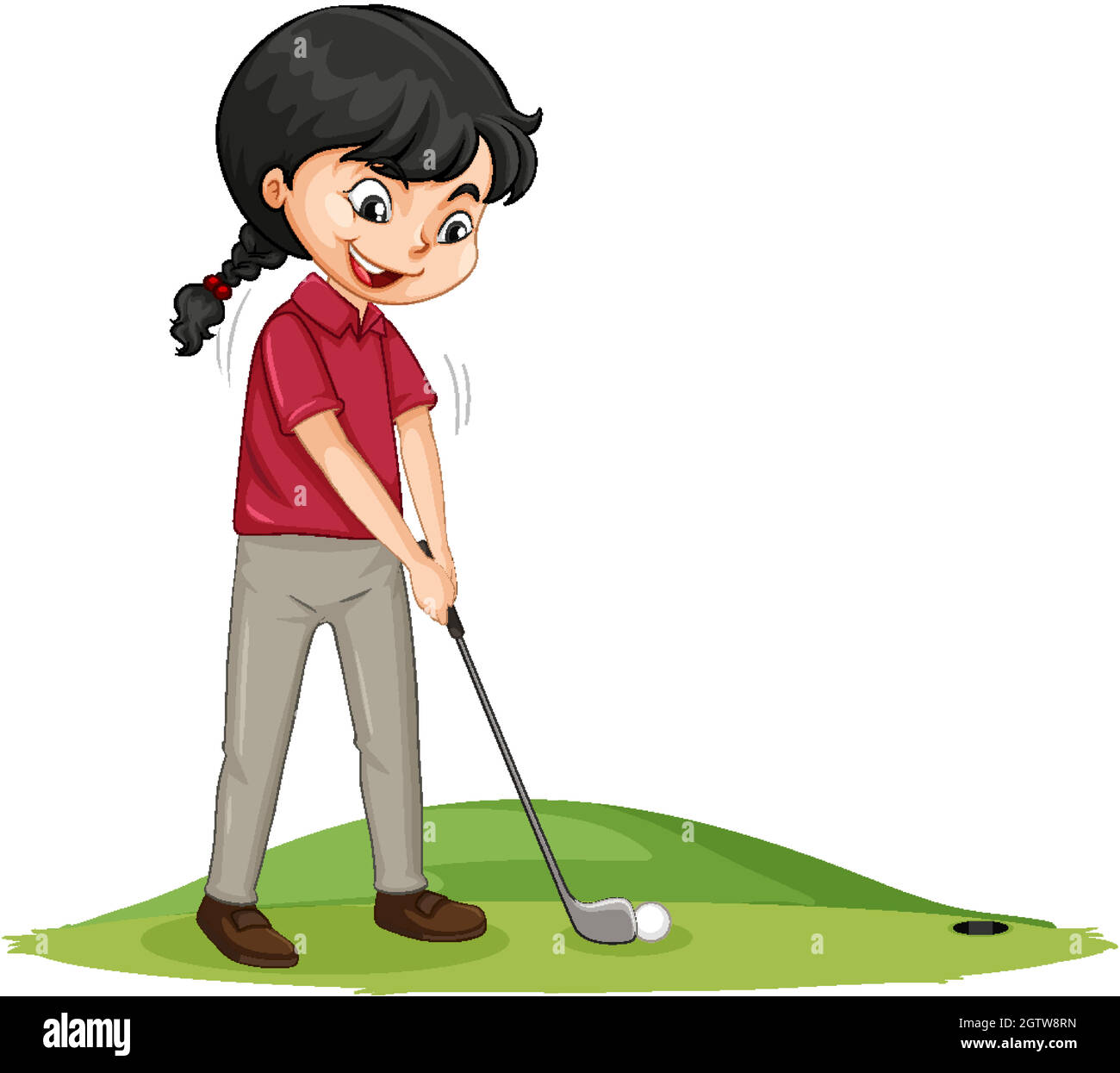 Jeune joueur de golf personnage de dessin animé jouant au golf Illustration de Vecteur