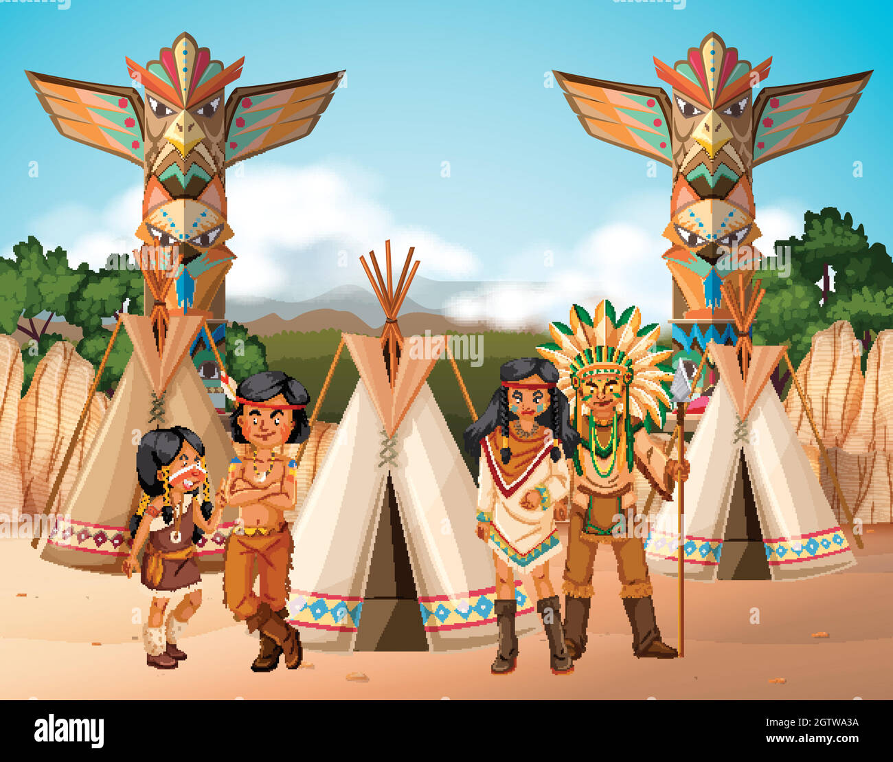 Native american totem pole Banque d'images vectorielles - Alamy
