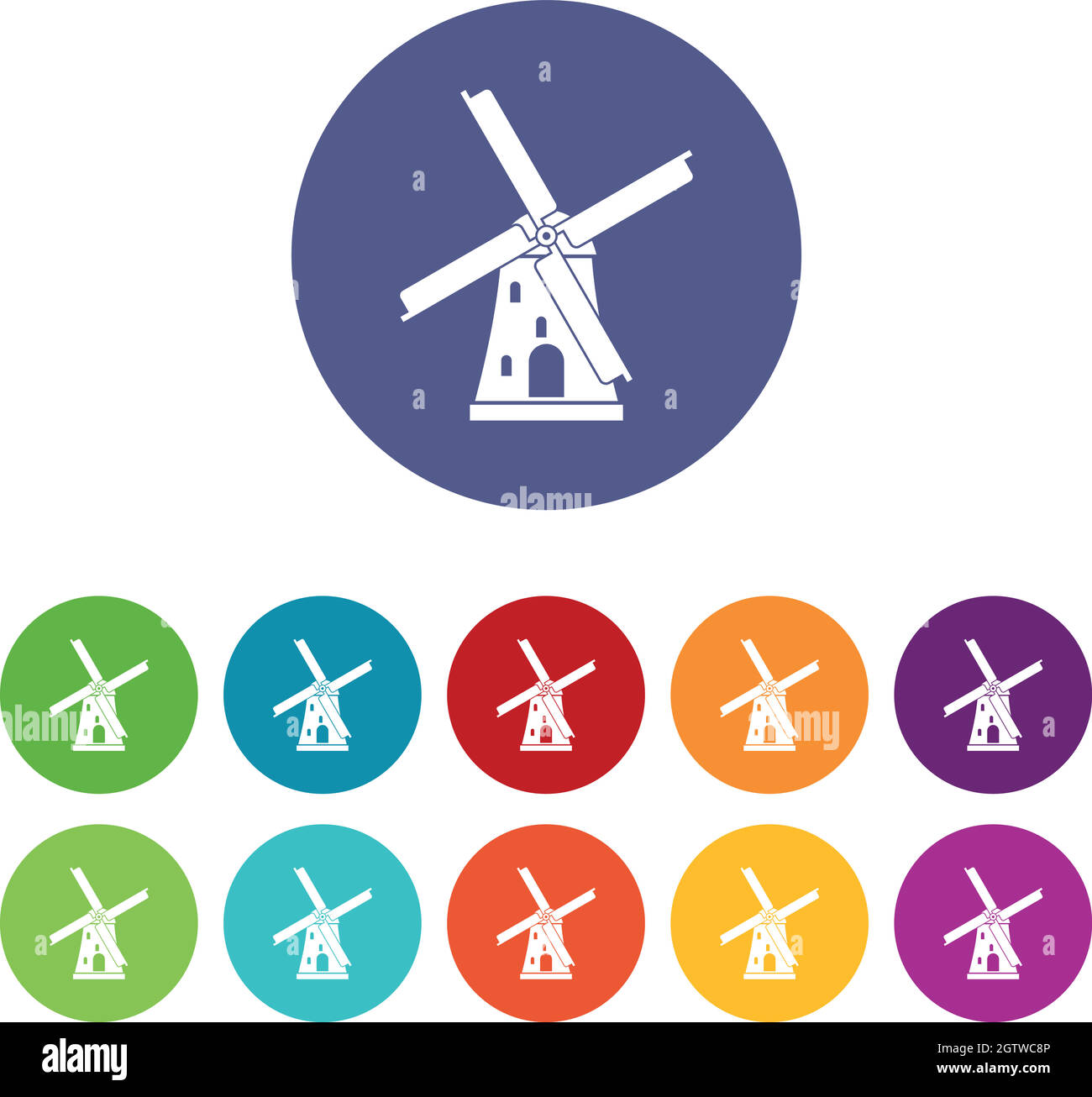 Icônes du jeu de moulins à vent anciens Illustration de Vecteur