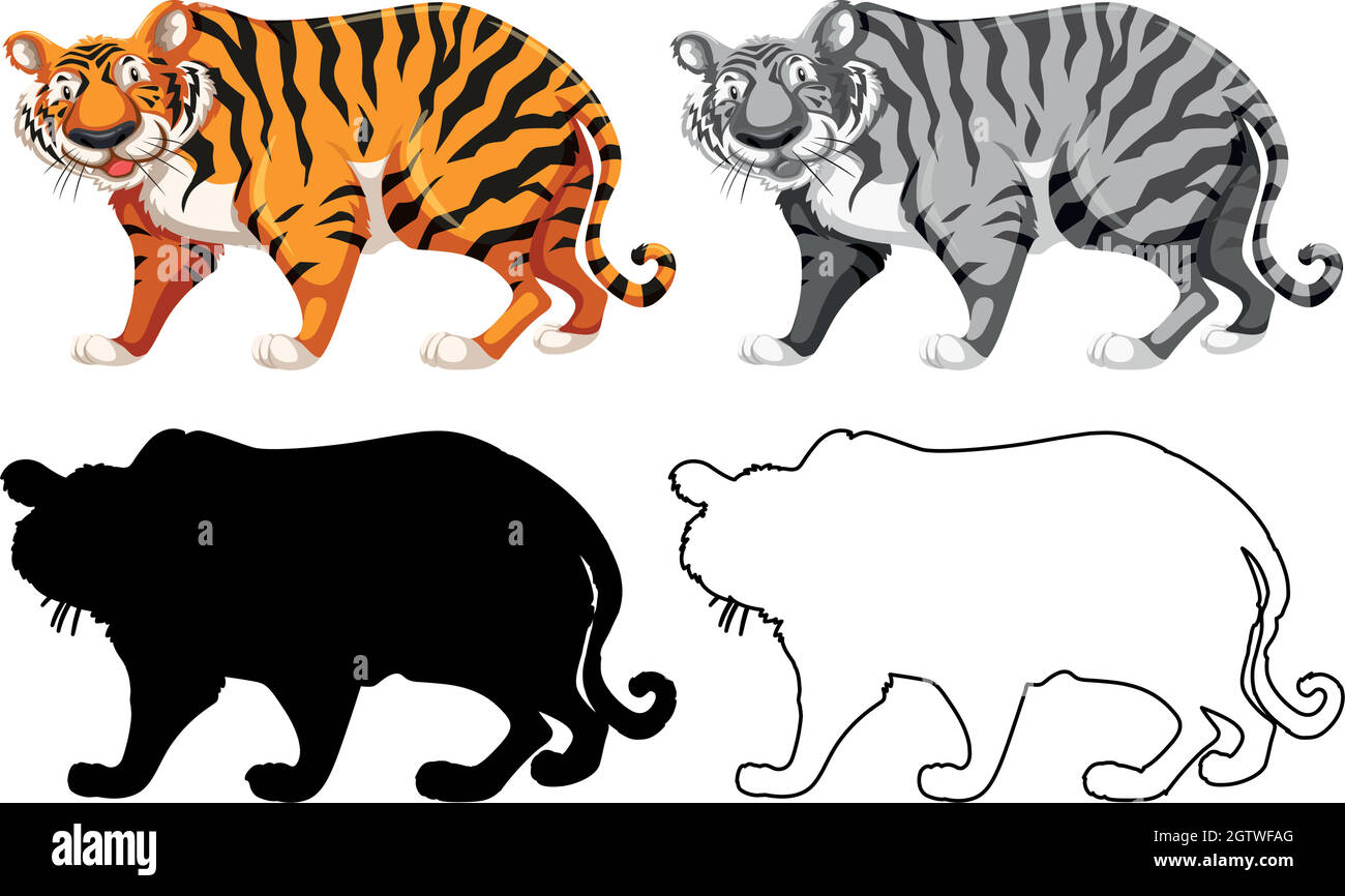 Version silhouette, couleur et contour Illustration de Vecteur