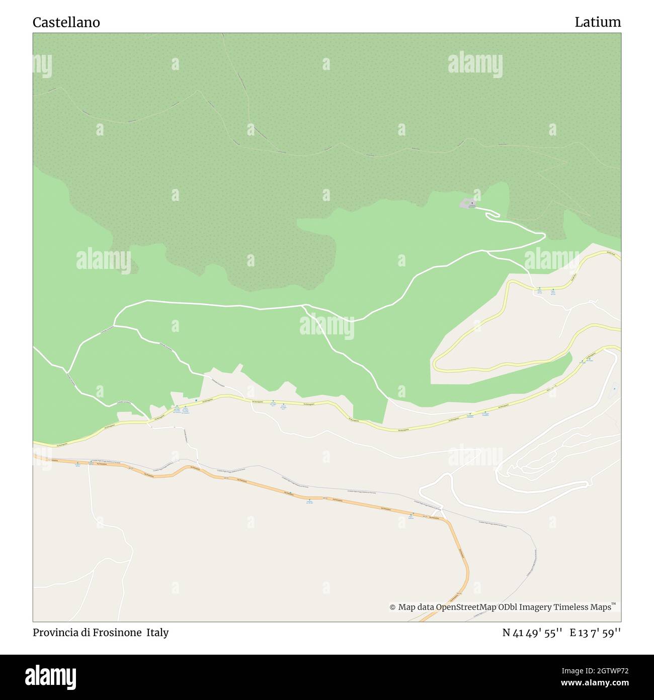 Castellano, Provincia di Frosinone, Italie, Latium, N 41 49' 55'', E 13 7' 59'', carte, carte intemporelle publiée en 2021.Les voyageurs, les explorateurs et les aventuriers comme Florence Nightingale, David Livingstone, Ernest Shackleton, Lewis et Clark et Sherlock Holmes se sont appuyés sur des cartes pour planifier leurs voyages dans les coins les plus reculés du monde. Timeless Maps dresse la carte de la plupart des sites du monde, montrant ainsi la réalisation de grands rêves Banque D'Images