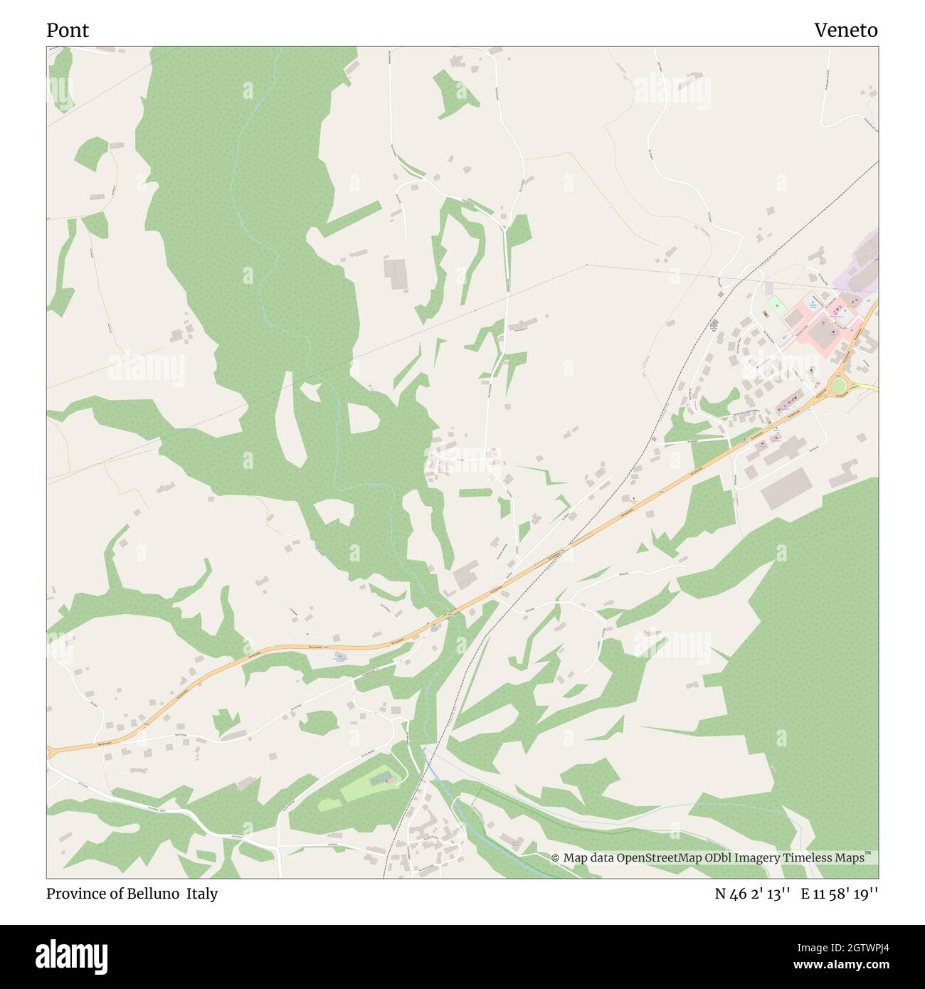 Pont, province de Belluno, Italie, Vénétie, N 46 2' 13'', E 11 58' 19'', carte, carte intemporelle publiée en 2021.Les voyageurs, les explorateurs et les aventuriers comme Florence Nightingale, David Livingstone, Ernest Shackleton, Lewis et Clark et Sherlock Holmes se sont appuyés sur des cartes pour planifier leurs voyages dans les coins les plus reculés du monde. Timeless Maps dresse la carte de la plupart des sites du monde, montrant ainsi la réalisation de grands rêves Banque D'Images