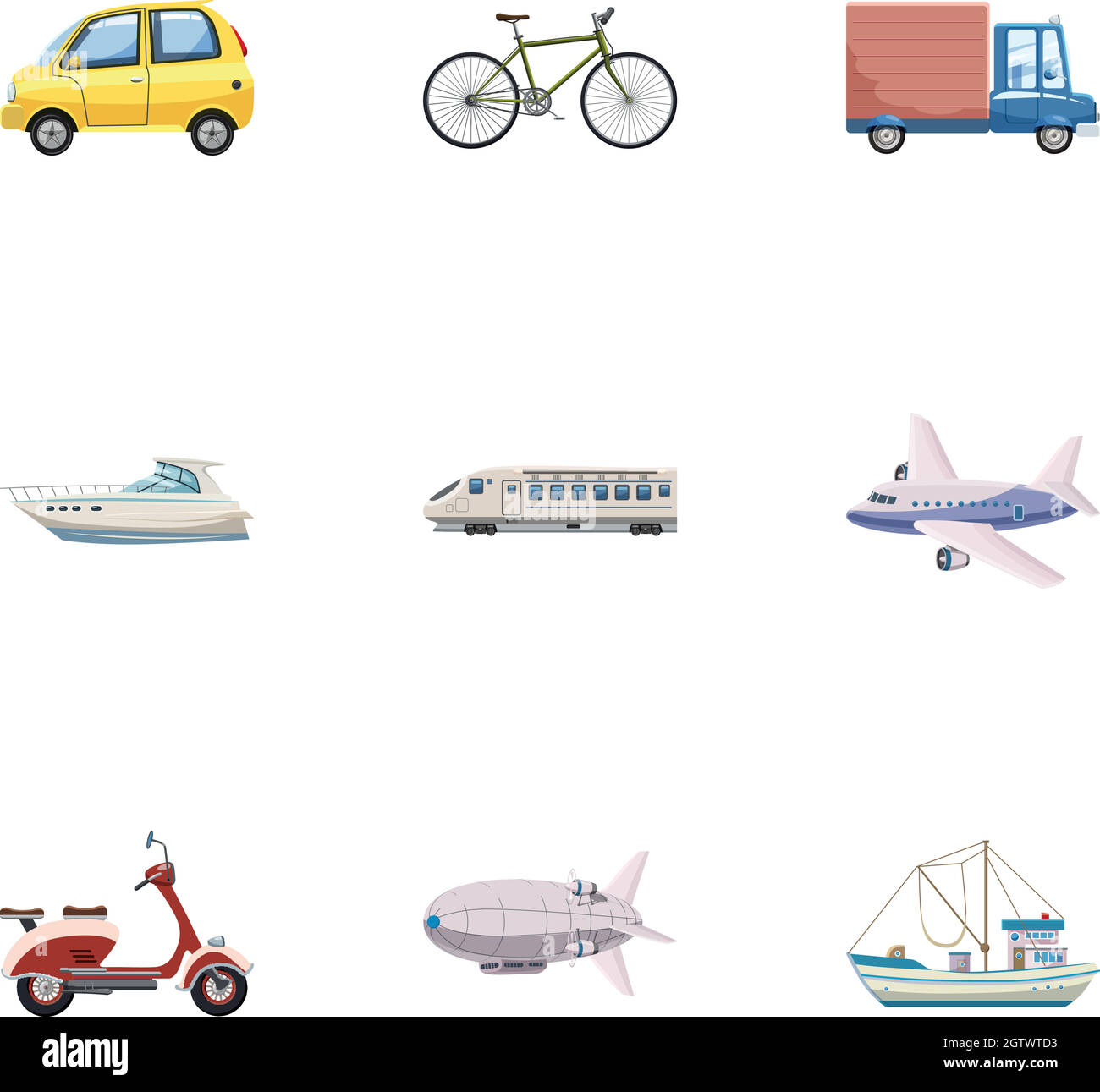 Variété des transports icons set, cartoon style Illustration de Vecteur