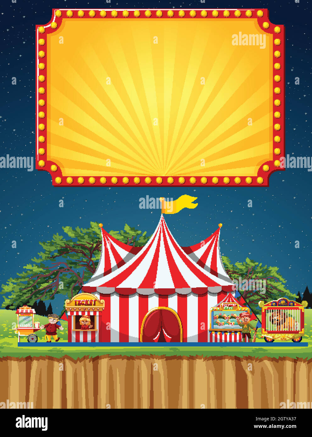 Scène de cirque avec modèle de signe dans le ciel Illustration de Vecteur