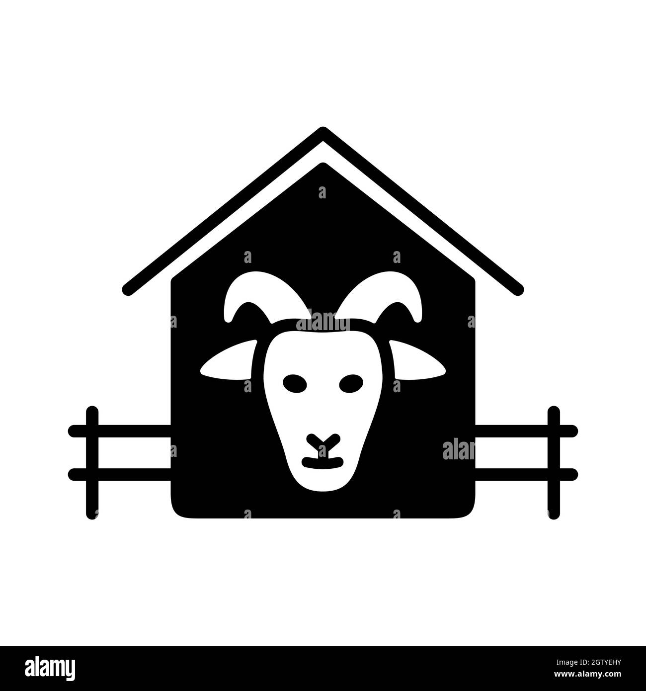 Icône de glyphe vecteur maison de chèvre. Signe animal de ferme Illustration de Vecteur