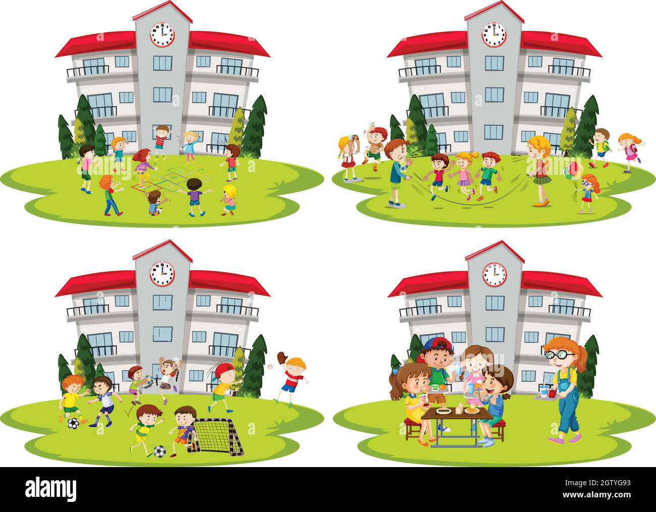 Activité des élèves à l'école Illustration de Vecteur