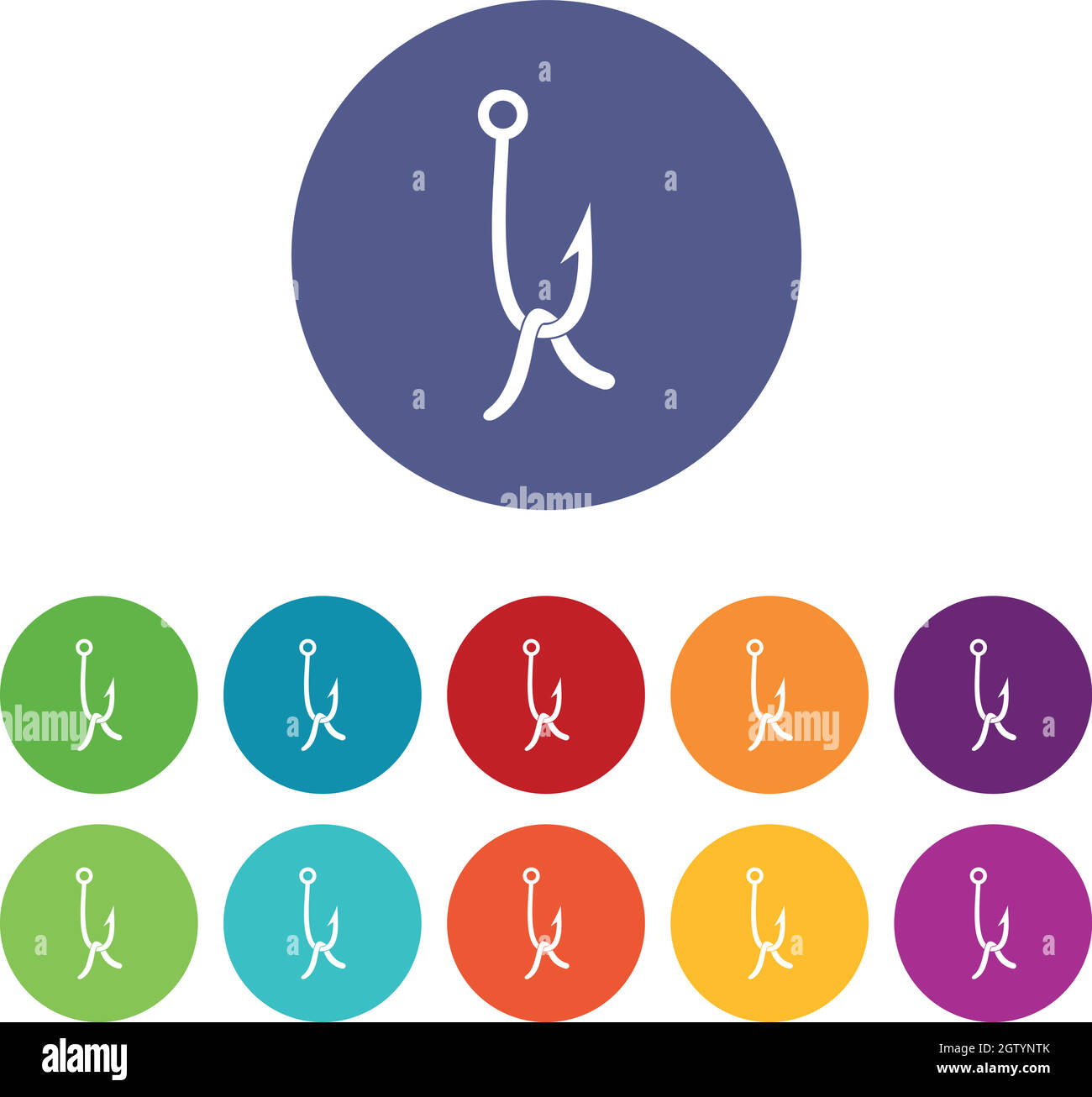 Crochet à poisson avec icônes de jeu de ver de terre Illustration de Vecteur