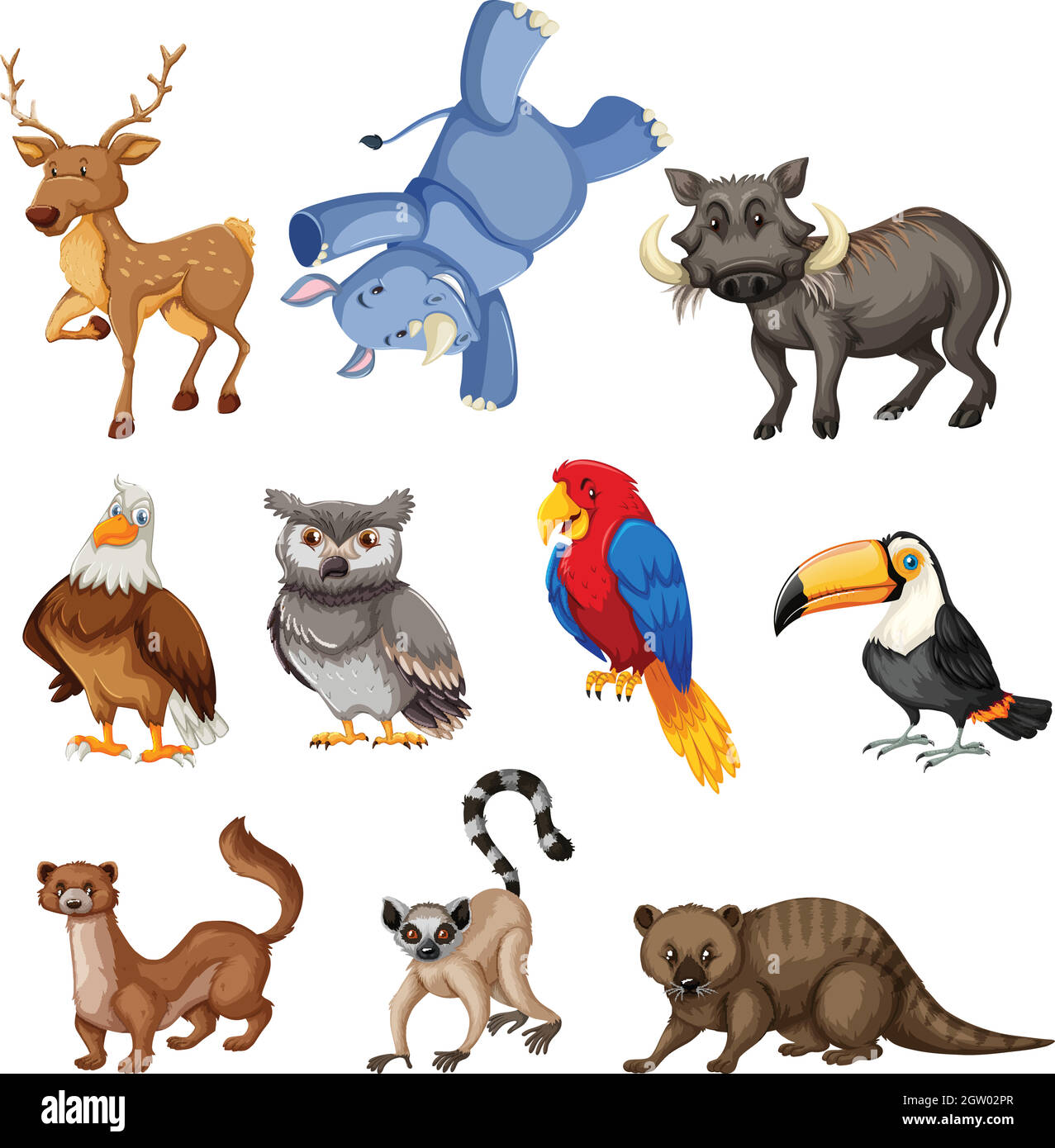 Ensemble d'animaux sauvages Illustration de Vecteur