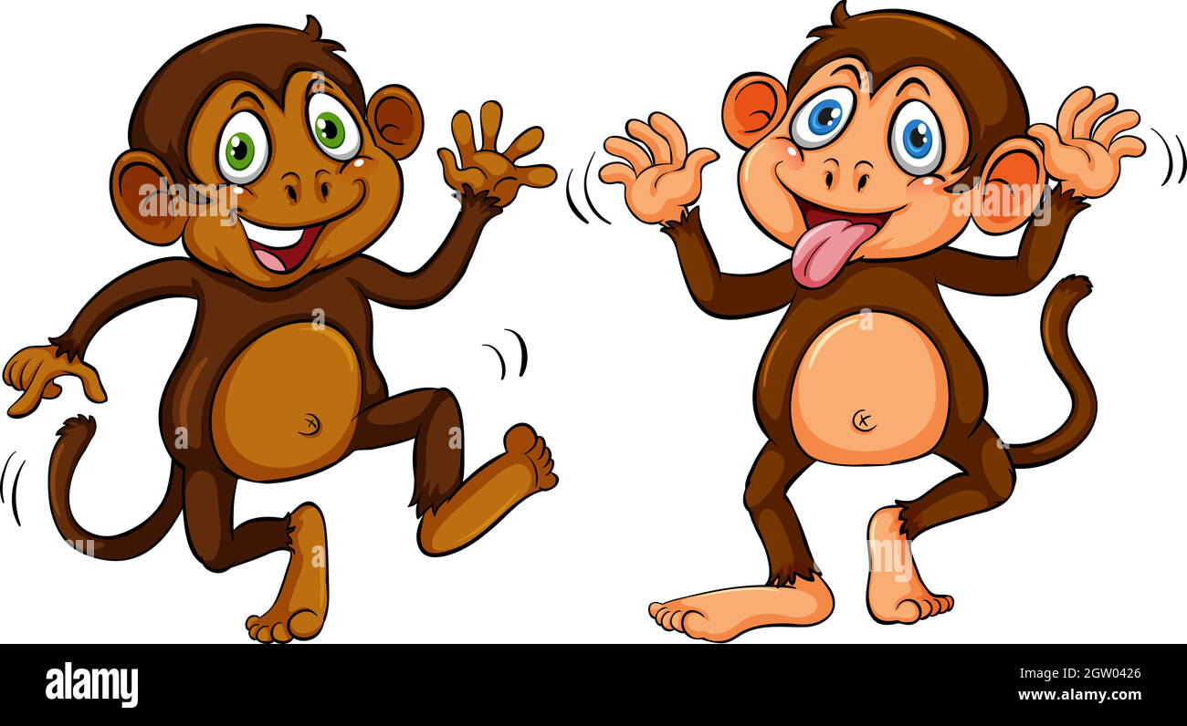 Deux singes Illustration de Vecteur