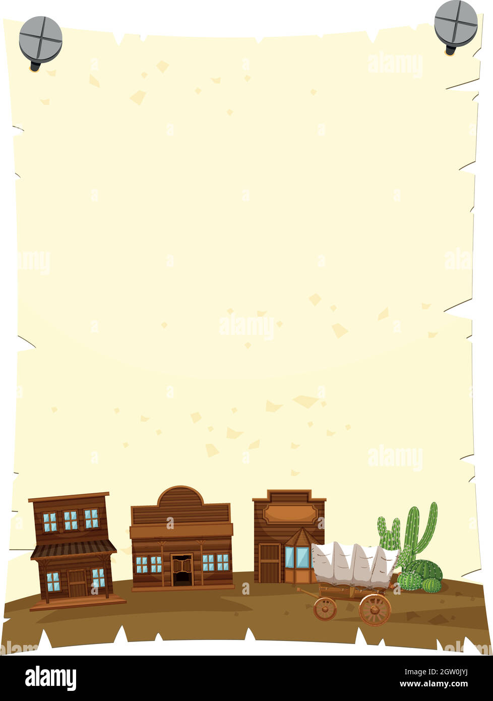 Modèle de papier avec ville de l'Ouest en arrière-plan Illustration de Vecteur
