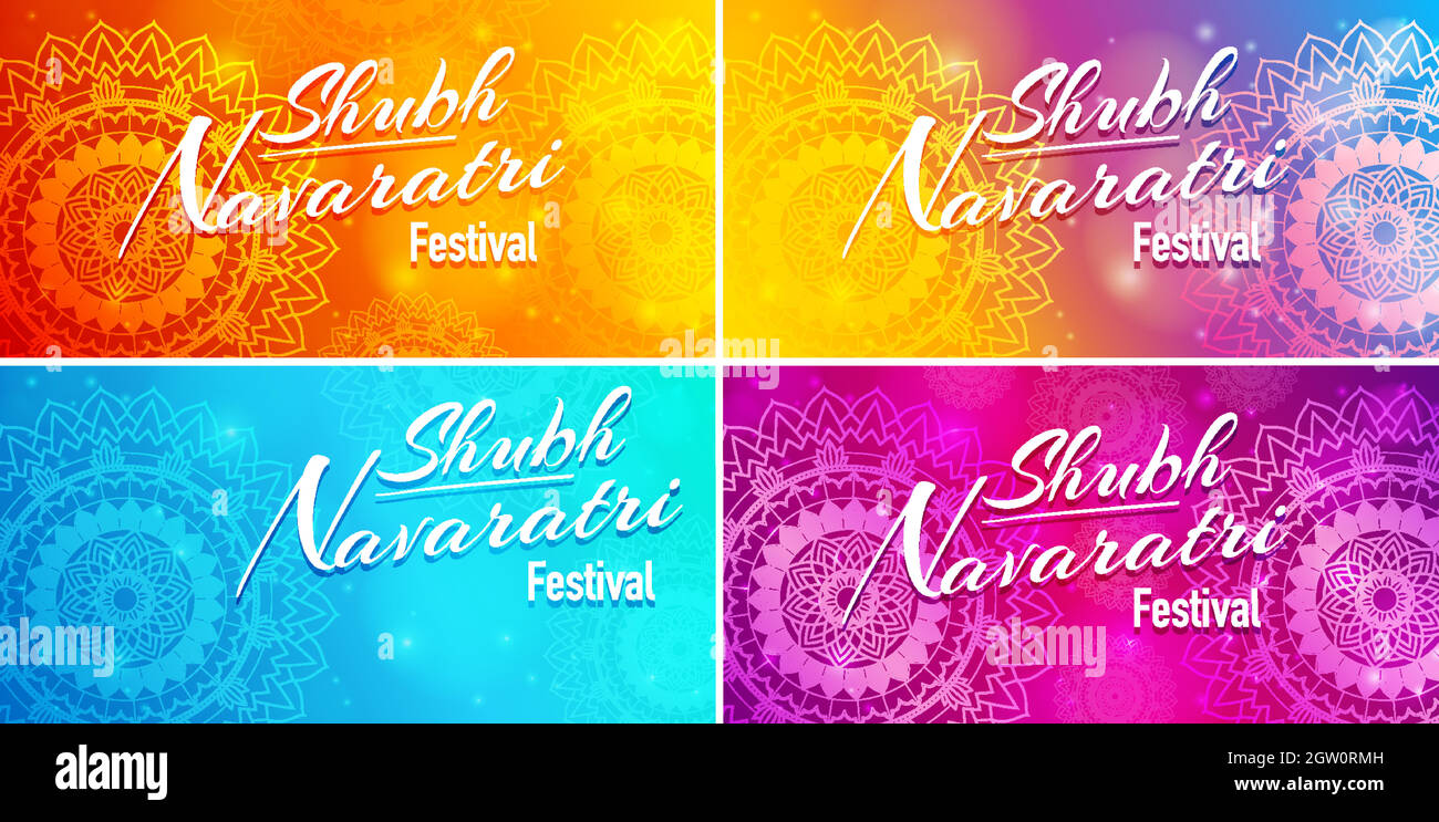 Quatre cartes pour le festival Navaratri Illustration de Vecteur